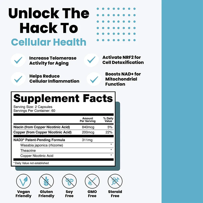 HPN Supplements NAD3 NAD+ Booster | Value Size 2 Month Supply | Clinically Proven & Independently Tested - Metabolic Repair | 311 mg per Serving - 120 Capsules - Image 3