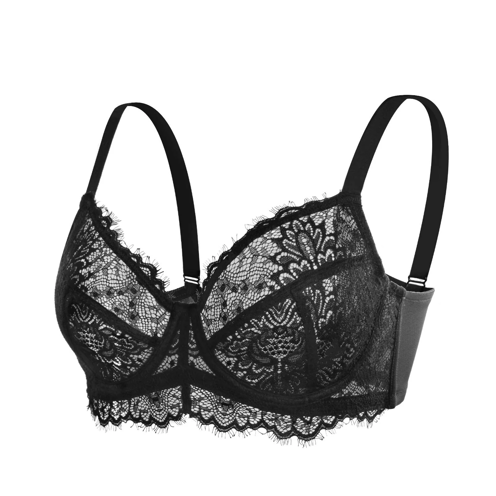 HSIA Minimizer Bra for Women - Plus Size Bra with Underwire Woman's Full Coverage Lace Bra Unlined Non Padded Bra Black - Image 3