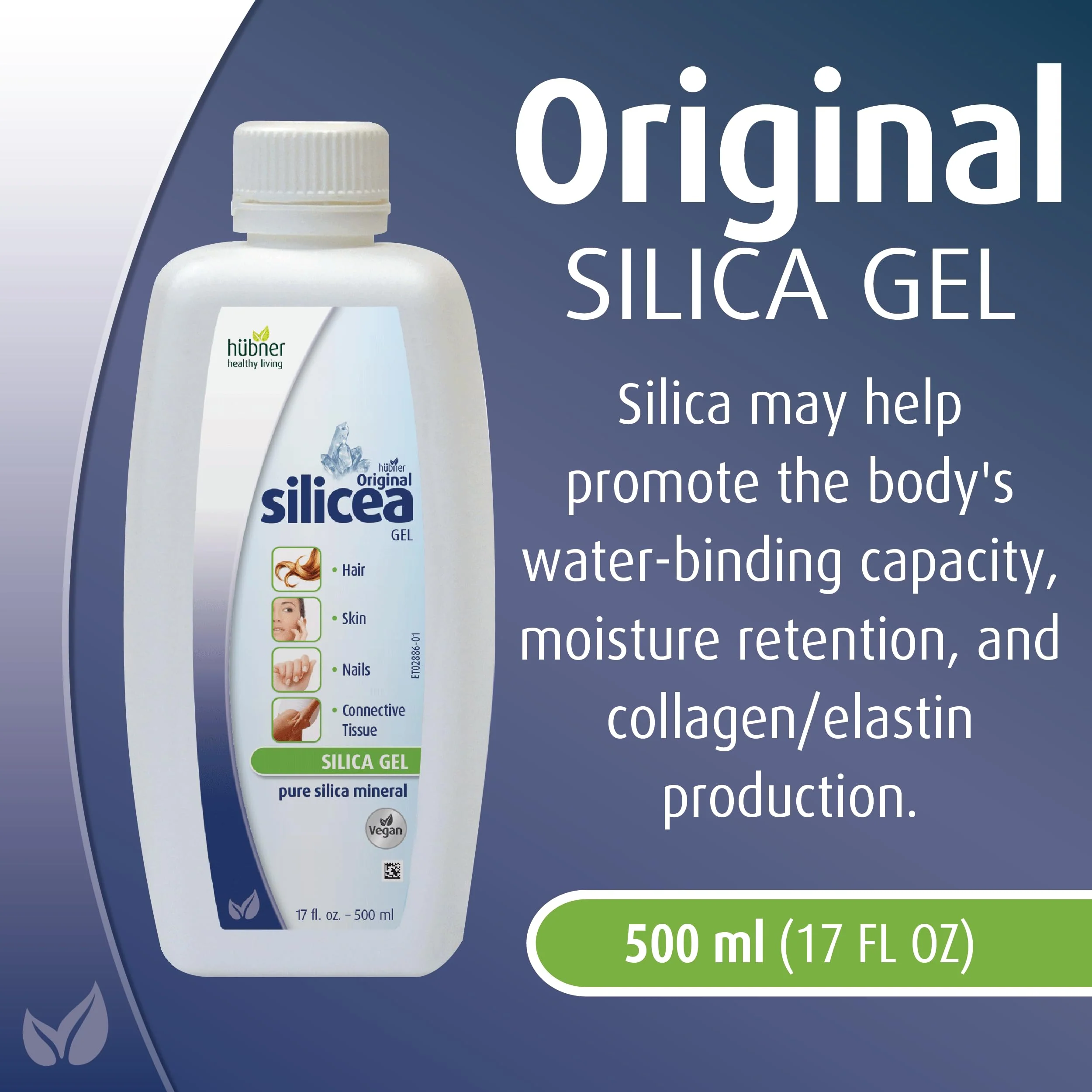 Hubner Original Silicea Gel 17 fl oz / 500 ml for Hair, Skin, Nails, and Connective Tissue, Pure Colloidal Silica Gel Formula, No Additives or Preservatives - Image 7