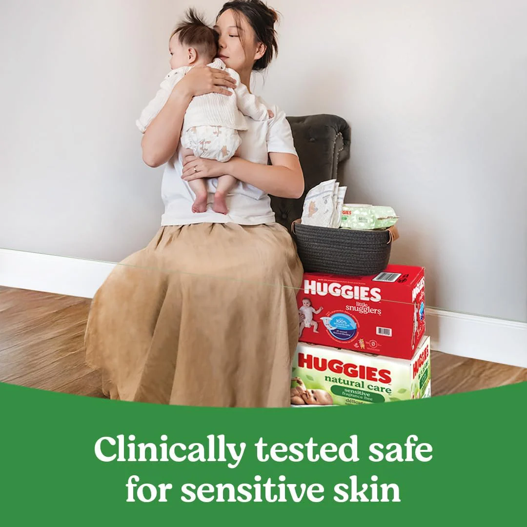 Huggies Natural Care Sensitive Baby Wipes, Unscented, Hypoallergenic, 99% Purified Water, 15 Flip-Top Packs (960 Wipes Total) - Image 26