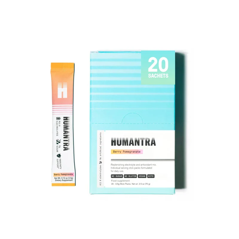 Humantra Hydration Packets | Zero Calorie, Zero Sugar Electrolyte Hydration Multiplier w/Essential Minerals, Boost Immune & Metabolic Functions | Electrolytes Powder (20 Count, Berry Pomegranate)