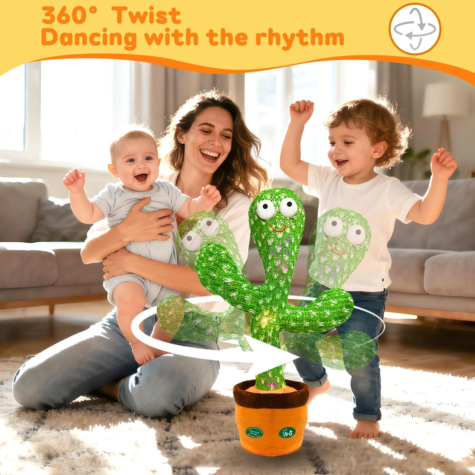 Hunfur Christmas Dancing Talking Cactus Toy Mimics Back, Cactus Baby Toy Singing Mimicking Repeating Recording, Silly Sunny The Cactus with 3xAA Battery - Image 8