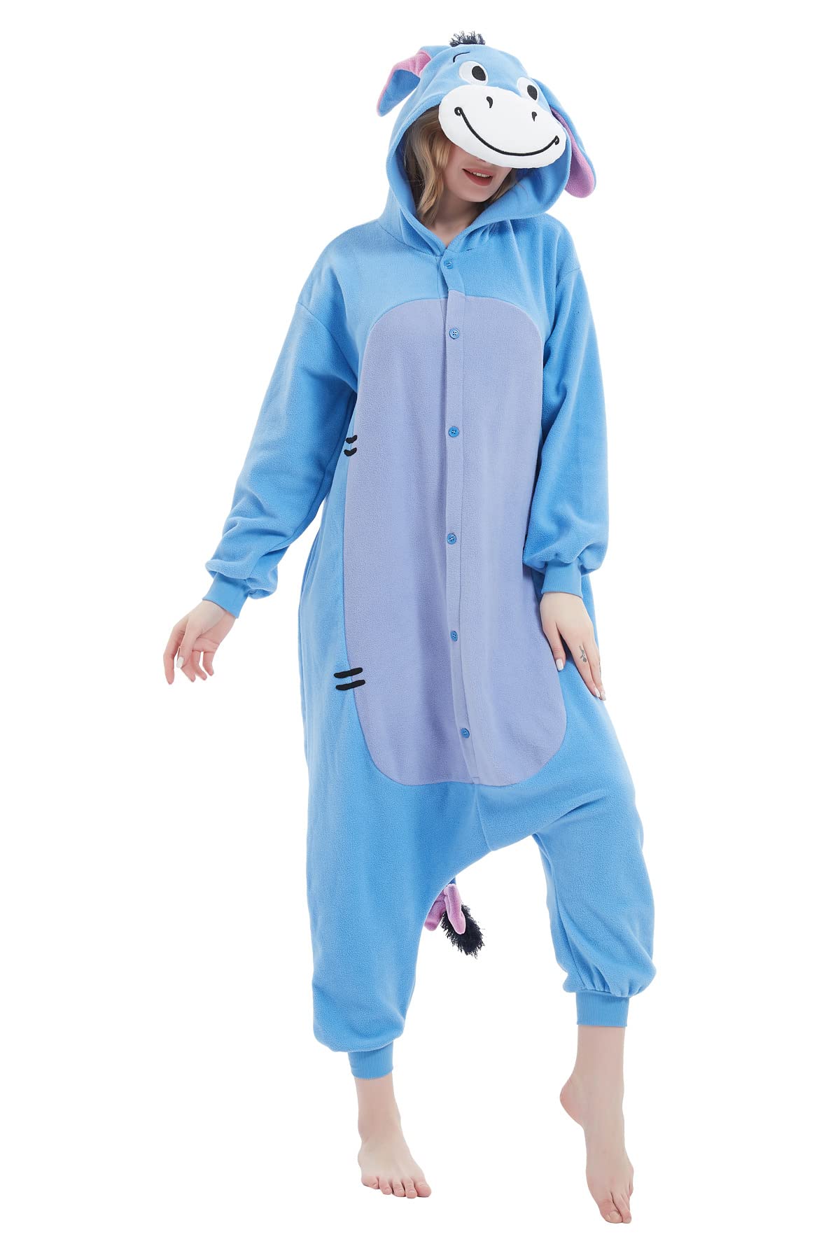HvnTjvn Animal Donkey Onesie adult Jumpsuit Unisex One-Piece Pajamas Cosplay Costume Sleepwear for Halloween christmas Women Men M - Image 9