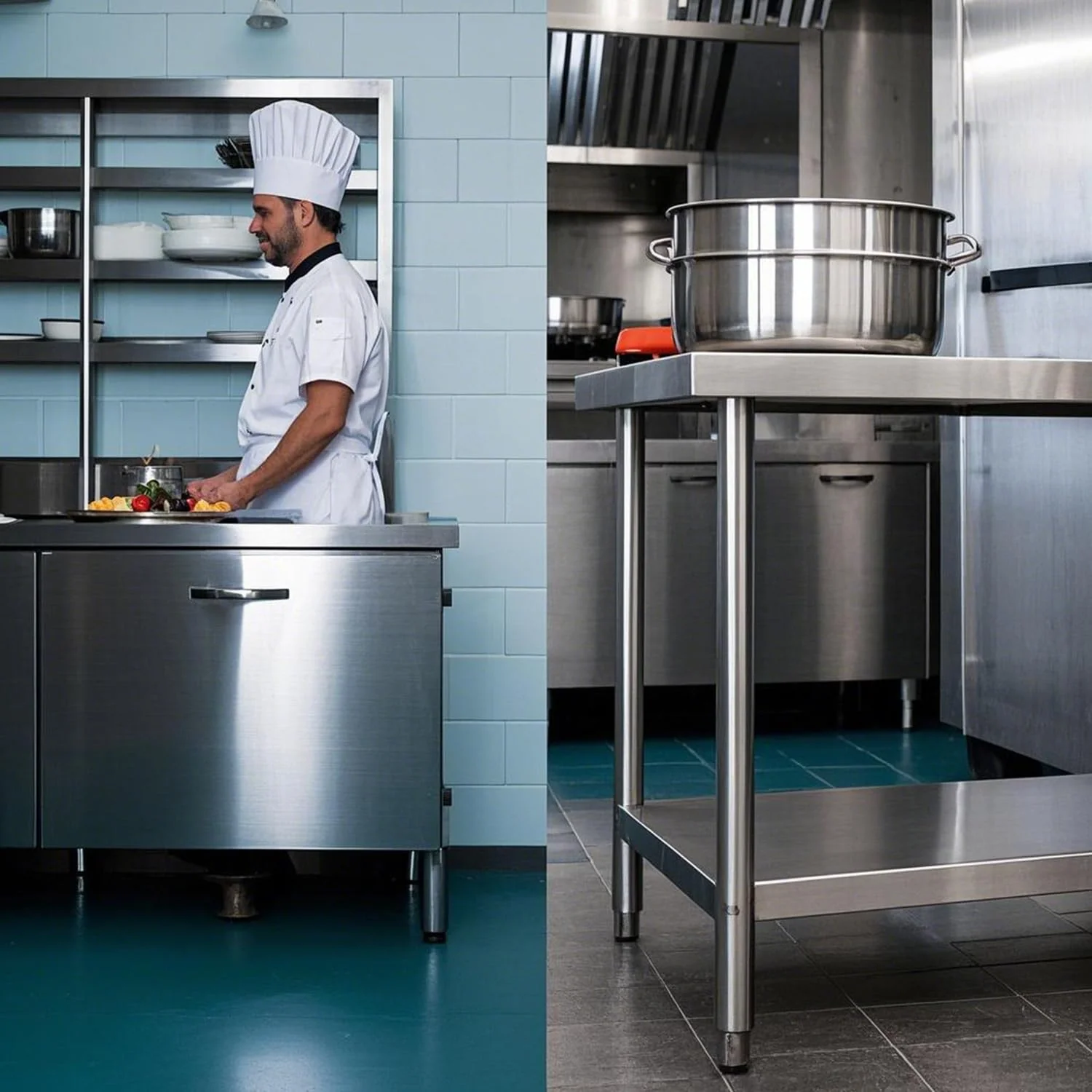 HXCFYP NSF Certified Stainless Steel Prep Table 24x18 with Undershelf for Restaurant, Home, & Hotel - Heavy Duty Commercial Grade Worktable for Food Preparation & Christmas Cooking - Image 8