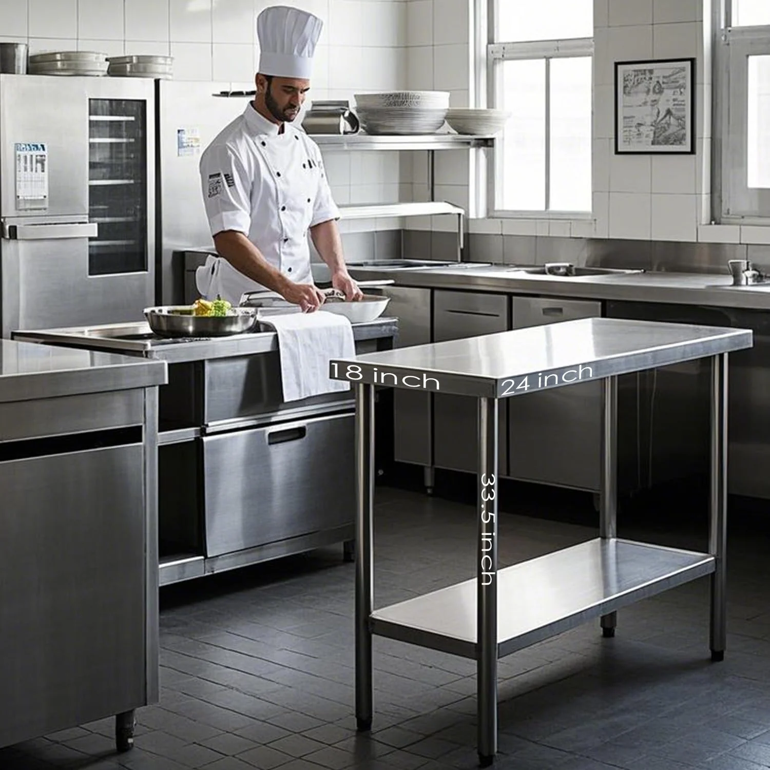 HXCFYP NSF Stainless Steel Table for Prep & Work with Caster 24 x 18 Inches, Metal Commercial Kitchen Table with Under Shelf and Adjustable Table Foot for Restaurant, Home and Hotel - Image 9