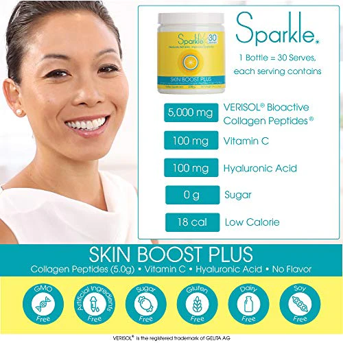 Hydrolyzed Collagen Powder - Sparkle Skin Boost Plus (No Flavor) [30-Serves] Verisol Peptides Protein Powder & Vitamin C, Non-GMO Collagen Supplement Drink, Keto Protein Powder Nutrition - Image 5