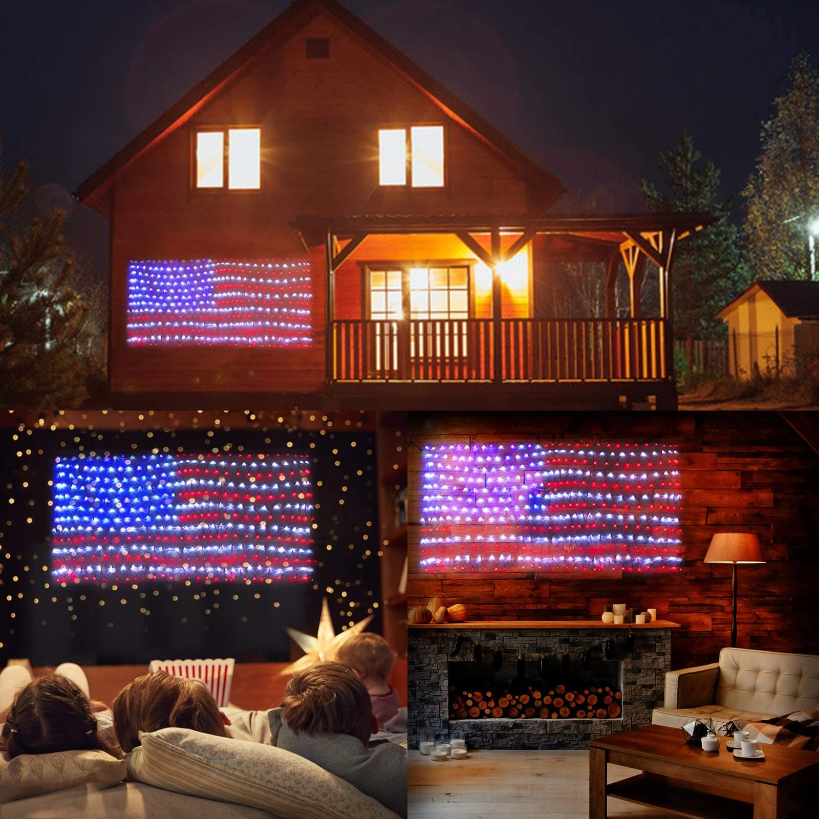 HYH American Flag Lights with 420 Super Bright LEDs,Waterproof Led Flag Net Light of The United States for Yard,Garden Decoration, Festival, Holiday, Party Decoration,Christmas Decorations - Image 2