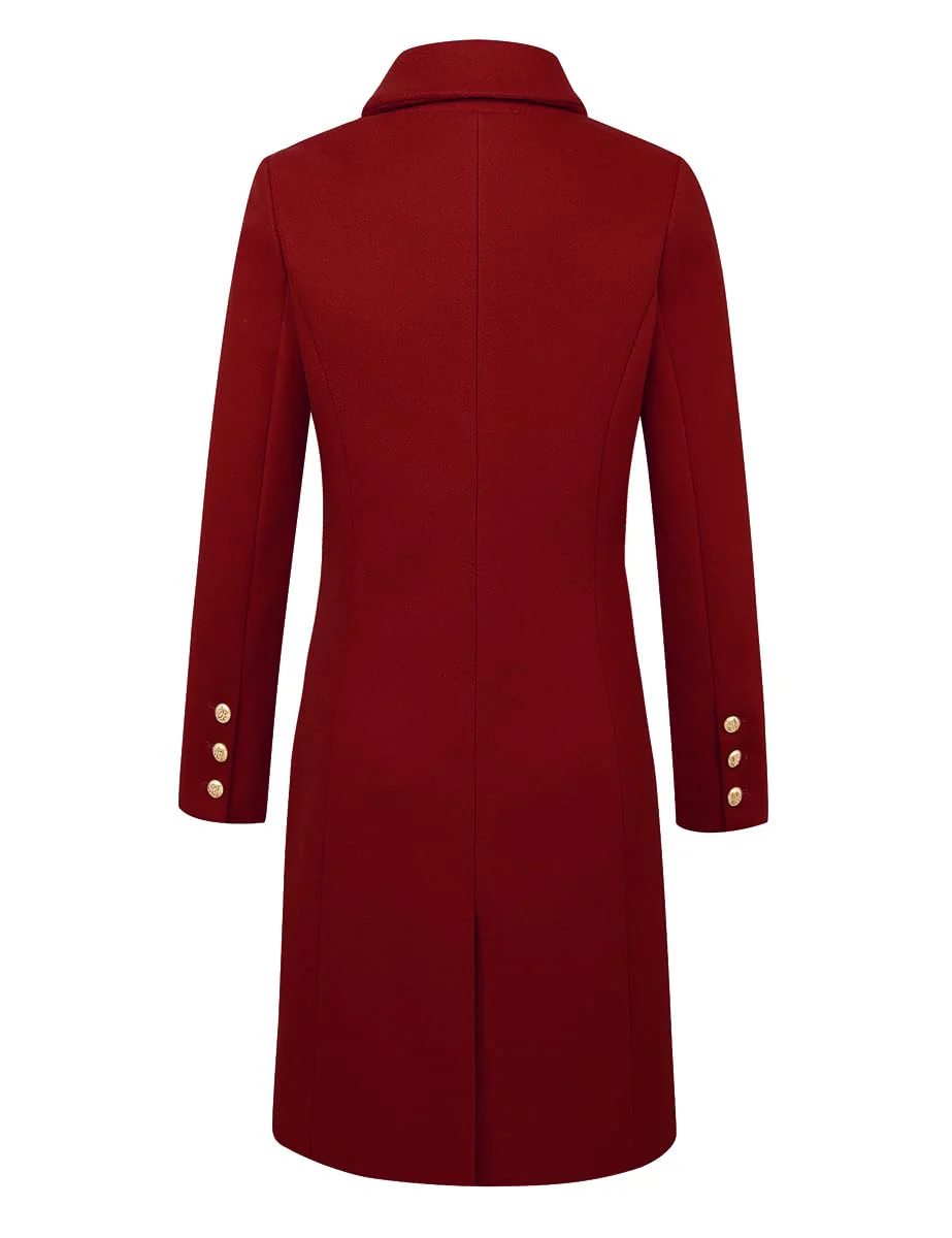 IDEALSANXUN Christmas Outfits for Women Fall Fashion Winter Clothes Wool Coats Trench Coat Peacoat, Maple Red, M - Image 5