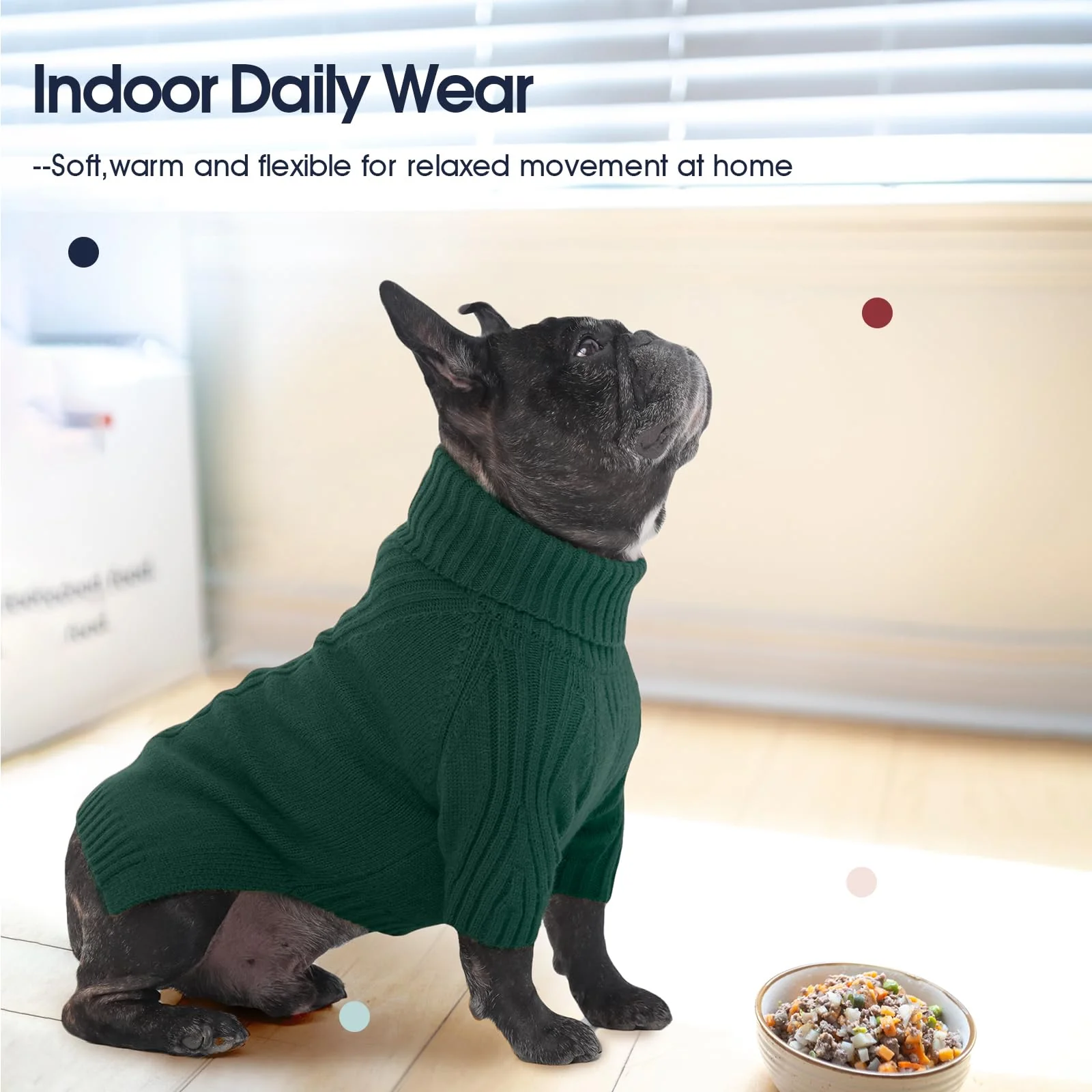 IECOii XXL Dog Sweater,Thermal Knit Big Dog Sweater Christmas,Pet Turtleneck Doggy Sweatshirt for Extra Large Dogs Boy Girl,Stretchy Large Dogs Cold Weather Outfit Pitbull Clothes,(Green XXL) - Image 3