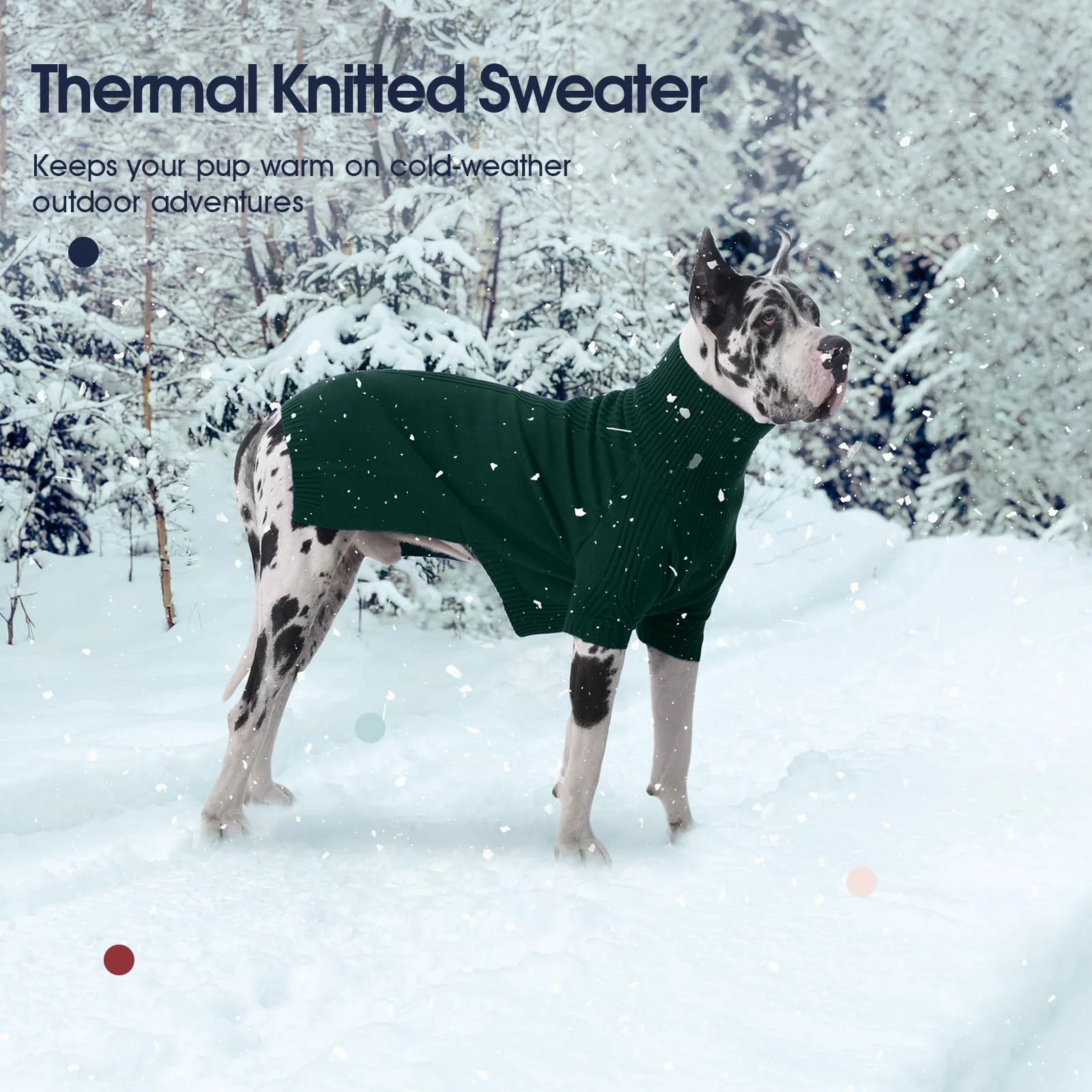 IECOii XXL Dog Sweater,Thermal Knit Big Dog Sweater Christmas,Pet Turtleneck Doggy Sweatshirt for Extra Large Dogs Boy Girl,Stretchy Large Dogs Cold Weather Outfit Pitbull Clothes,(Green XXL) - Image 4