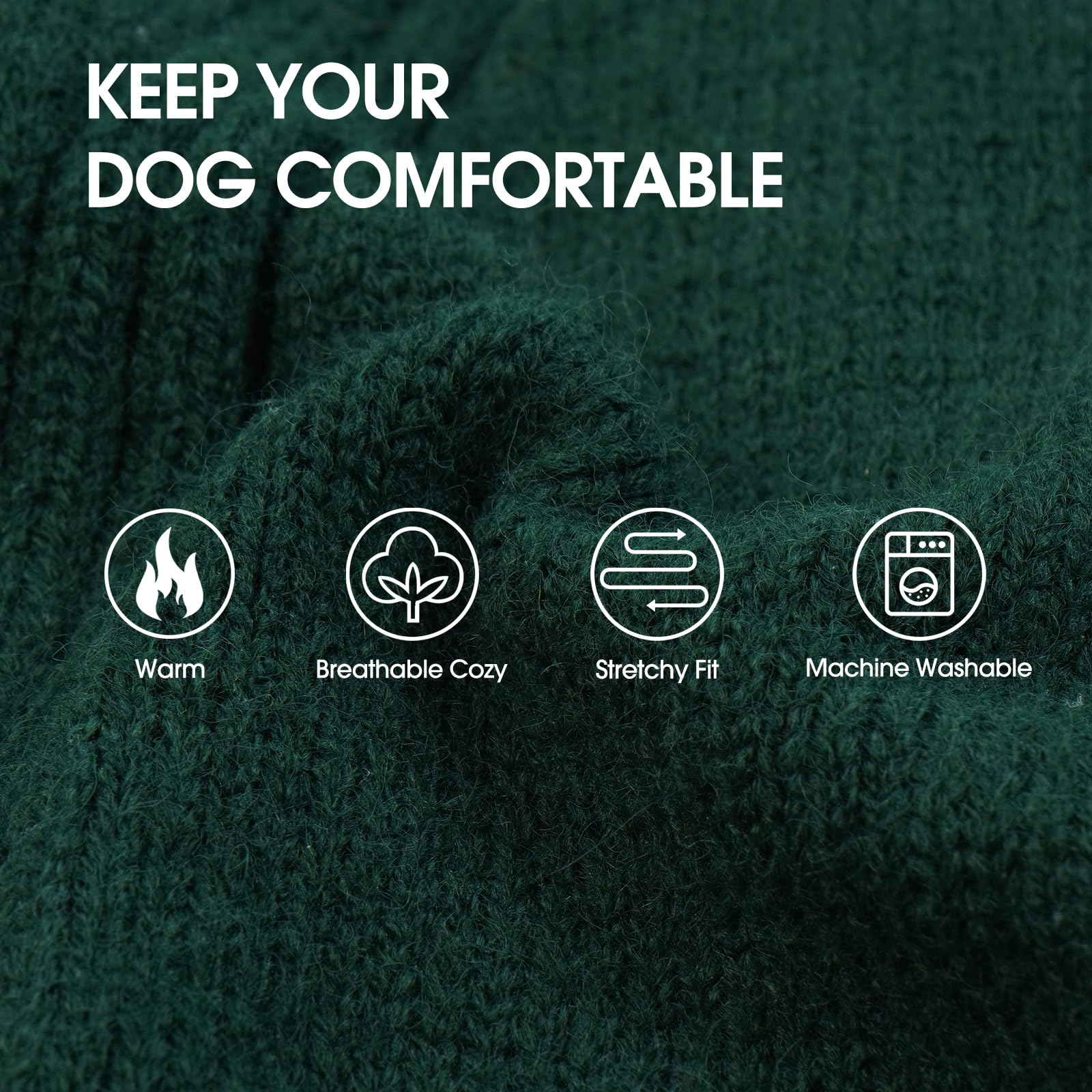 IECOii XXL Dog Sweater,Thermal Knit Big Dog Sweater Christmas,Pet Turtleneck Doggy Sweatshirt for Extra Large Dogs Boy Girl,Stretchy Large Dogs Cold Weather Outfit Pitbull Clothes,(Green XXL) - Image 7
