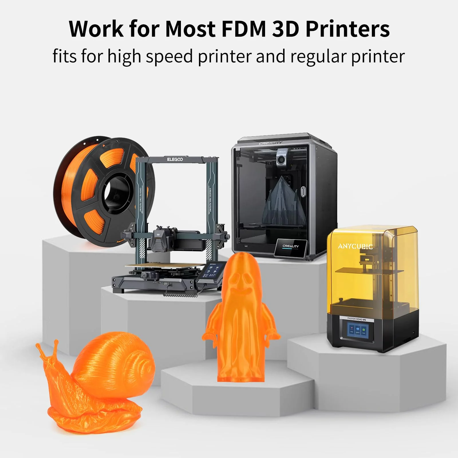 IEMAI Clear PETG Filament 1.75mm Orange 1kg, Crystal Transparent 3D Printer Filament Up to 600mm/s Printing, Good Toughness for Halloween, Christmas & Creative Projects - Image 2