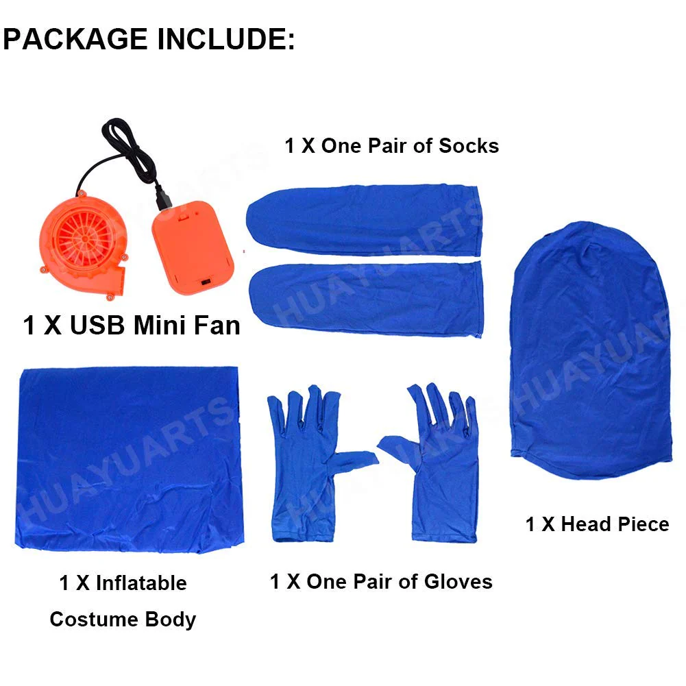 IHGYT Inflatable Masquerade Costume Full body suit Air Blow up Costumes Fancy Dress Ball Party Christmas Carry Funny Cosplay Halloween Carnival Jumpsuit Suit Outfit (blue) - Image 3