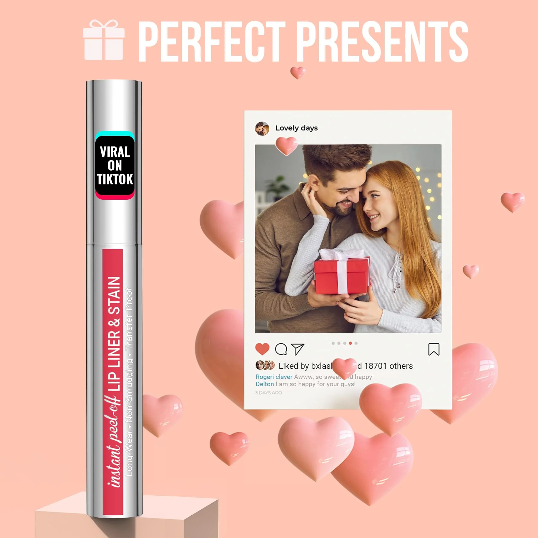 iMethod Lip Stain - Lip Liner Stain, Peel Off Lip Stain with Tweezer, Natural Long Lasting Lip Stain Peel Off, Waterproof, Easy to Use, Stay On All Day, Nude Pink - Image 2