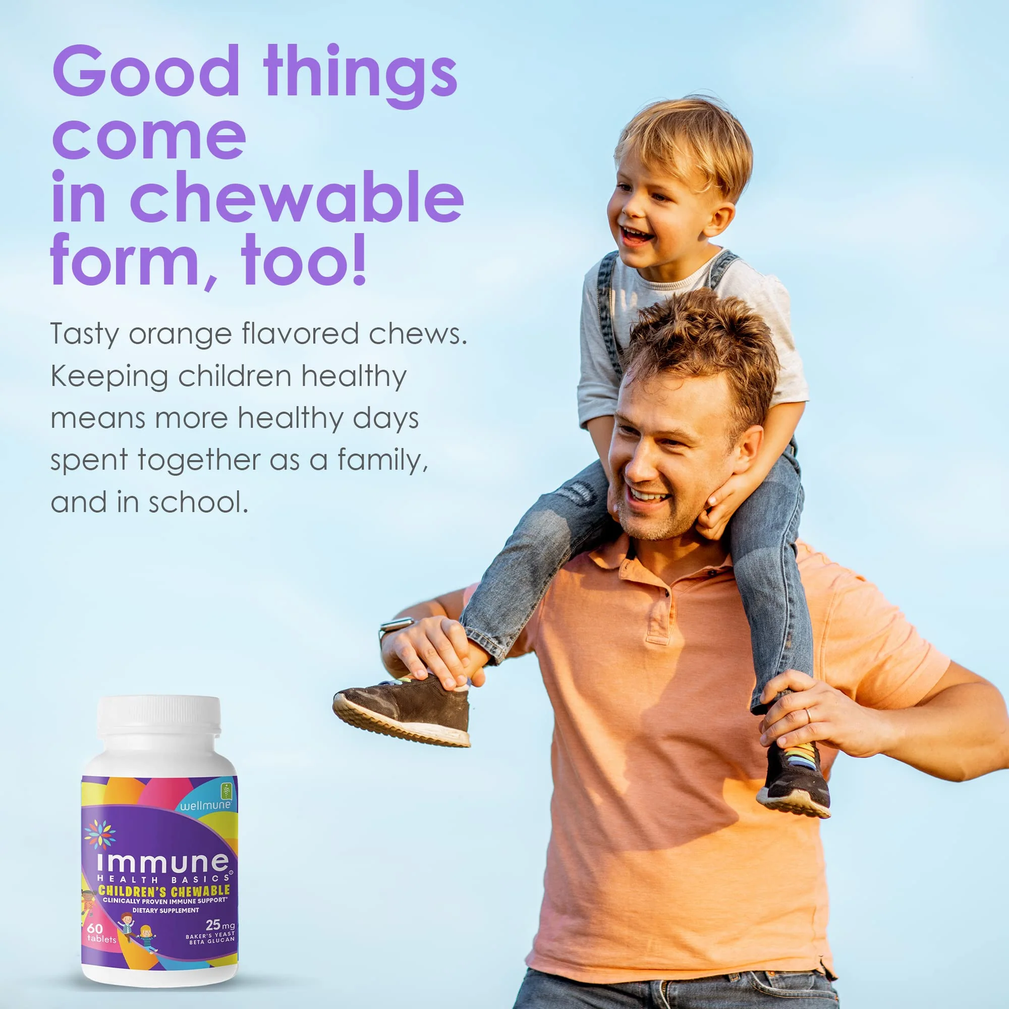 Immune Health Basics Children's Chewable Tablets, Wellmune Clinically Proven Highly Purified Beta Glucan Immunity Supplements for Children, Kids-Approved! - Image 5