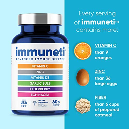 Immuneti - Advanced Immune Defense, 6-in-1 Powerful Blend of Vitamin C, Vitamin D3, Zinc, Elderberries, Garlic Bulb, Echinacea - 3 Pack - Supports Overall Health - Image 4
