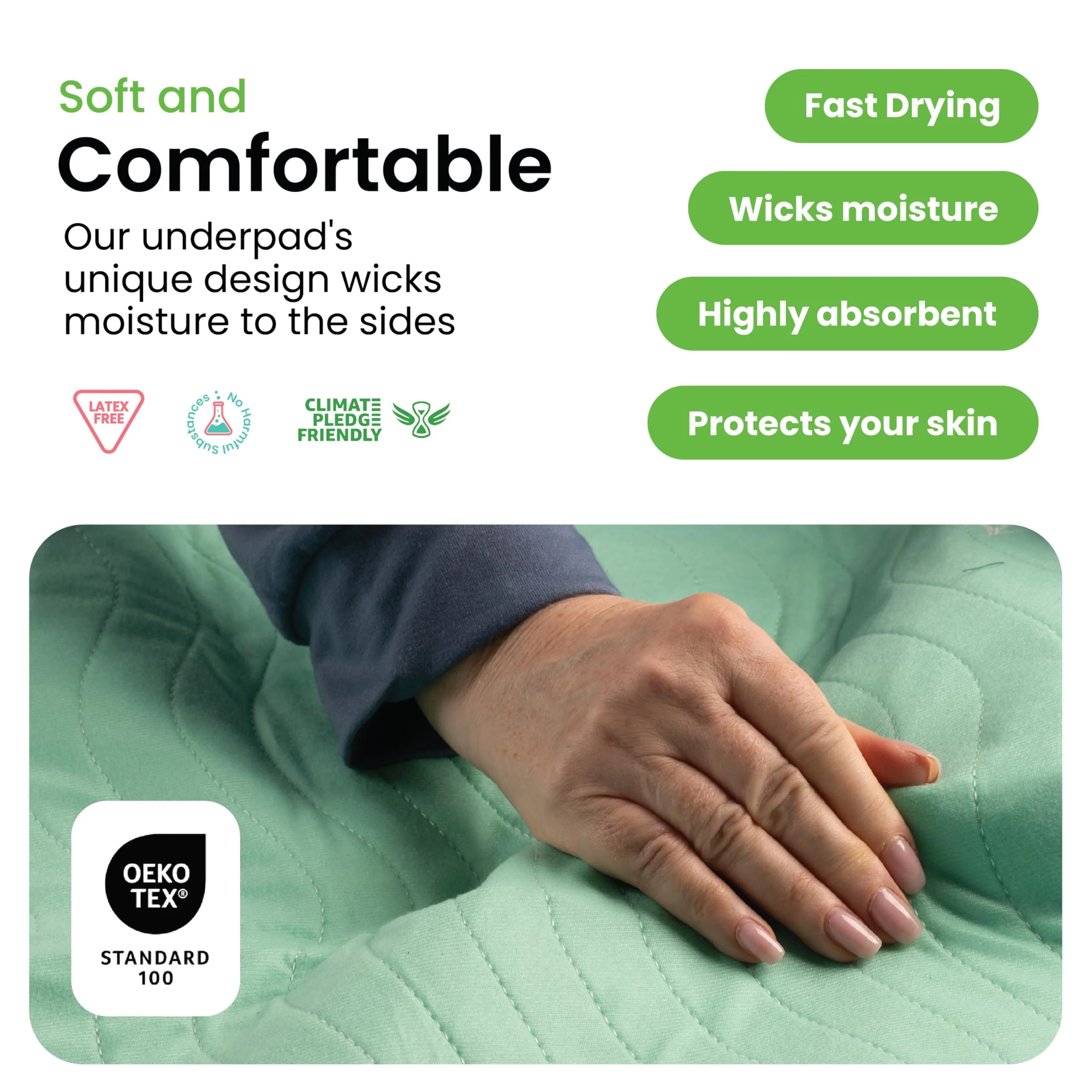 IMPROVIA® Washable Underpads, 18" x 24" (Pack of 4) - Heavy Absorbency Reusable Incontinence Pads for Kids, Adults, Elderly, and Pets - Waterproof Protective Pad for Bed, Couch, Sofa, Furniture, Floor - Image 5