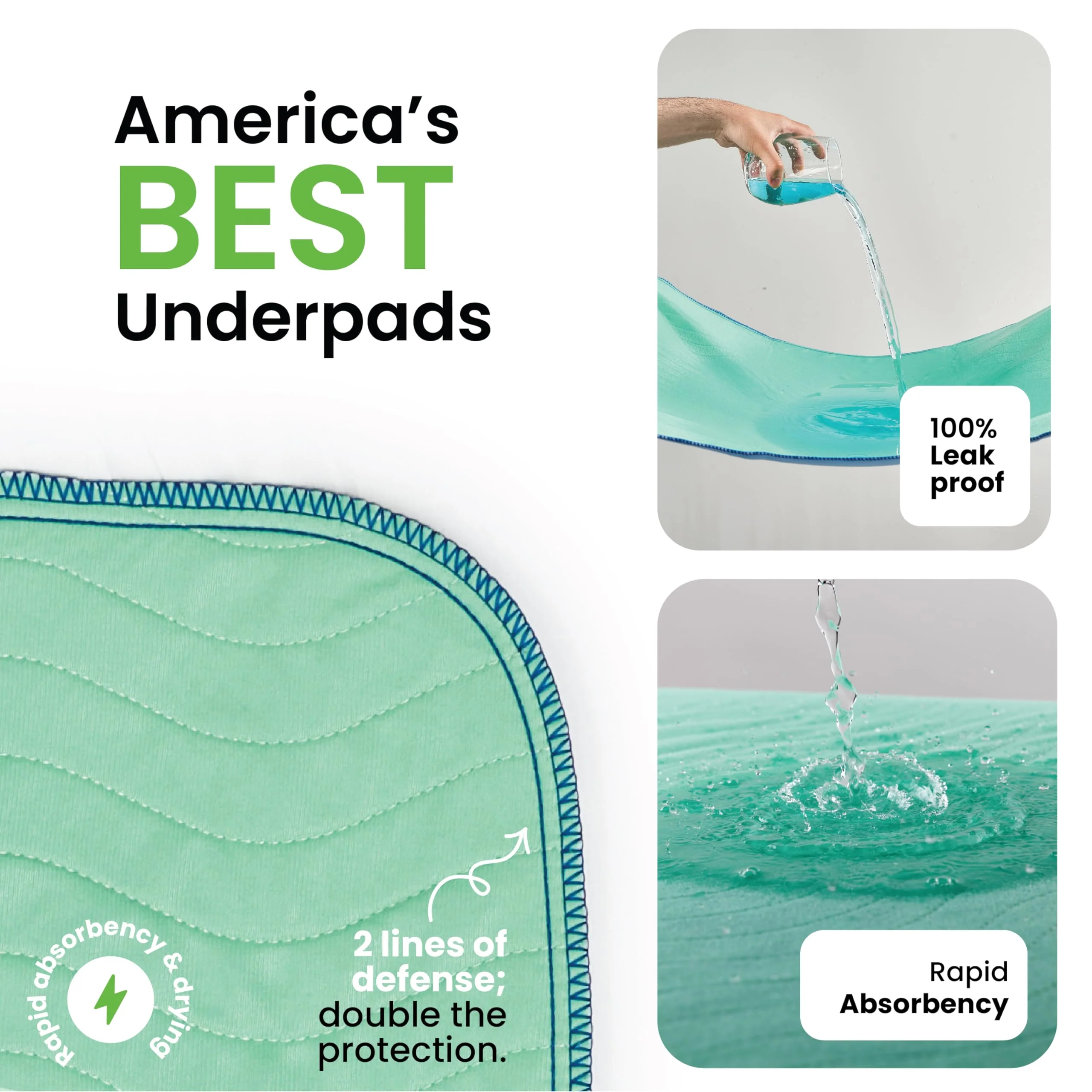 IMPROVIA® Washable Underpads, 34" x 52" (1 Pack) - Heavy Absorbency Reusable Incontinence Pads for Kids, Adults, Elderly, and Pets - Waterproof Protective Pad for Bed, Couch, Sofa, Furniture, Floor - Image 7