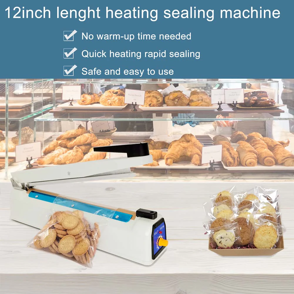 Impulse Sealer 12 inch Mylar Bag Heat Sealer, Heat Sealer for Plastic Bags, Metal Iron Shell, Impulse Sealer 3mm Sealing, Manual Hot Seal Machine with 8 Repair Kits(Included 2 Cutter Lines) - Image 3