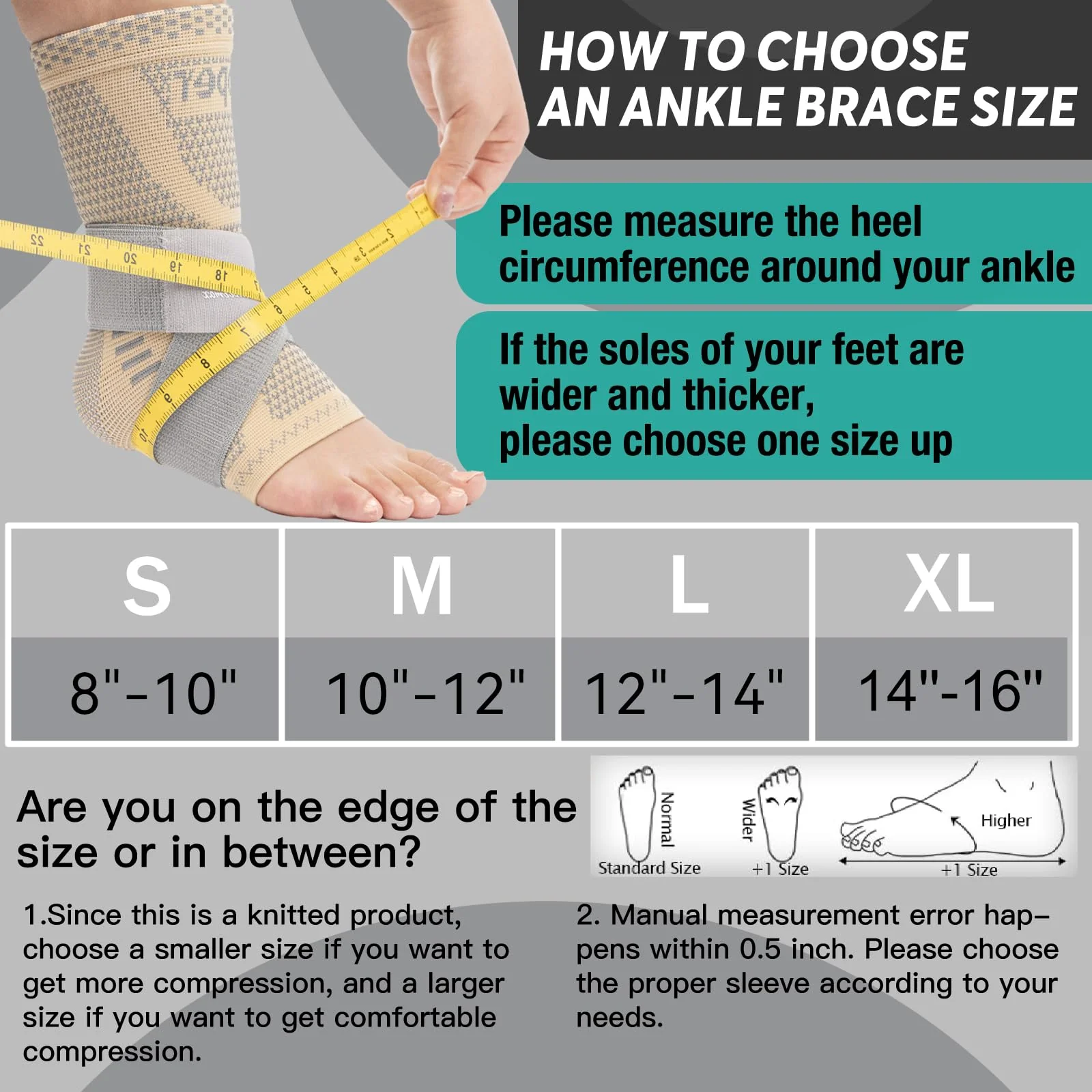 INDEEMAX Ankle Brace for Sprained Ankle Compression Sleeve, 2 Pack Copper Infused Ankle Support Brace for Women & Men, Plantar Fasciitis Relief Achilles Tendonitis, Sports Running, Skin Silver, L - Image 4
