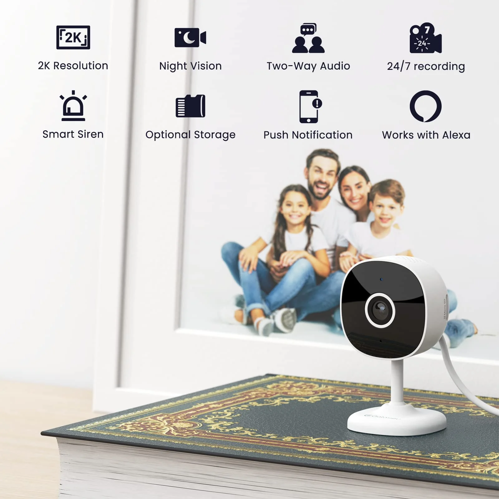 Indoor Cameras for Home Security 2K, Galayou Wireless Baby Monitor with Two-Way Audio, WiFi Cameras with APP for Phone, Smart Siren, Works with Alexa/Google Home(G7-4PACK) - Image 8