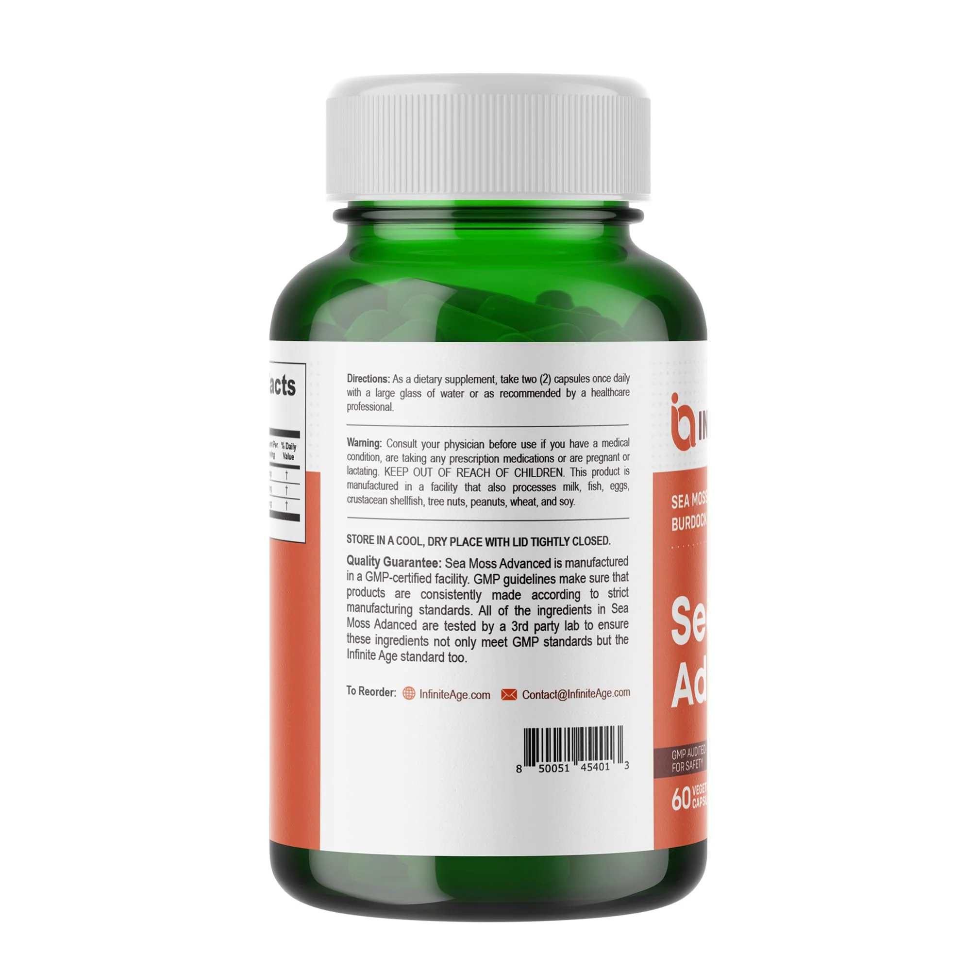 INFINITE AGE 2 Pack of 1250mg Sea Moss Advanced Superfood Capsules, 120 Count - High-Potency, Vegan, Made in The USA - Irish Seamoss, Bladderwrack, Burdock Root - Overall Health, Immunity Support - Image 6