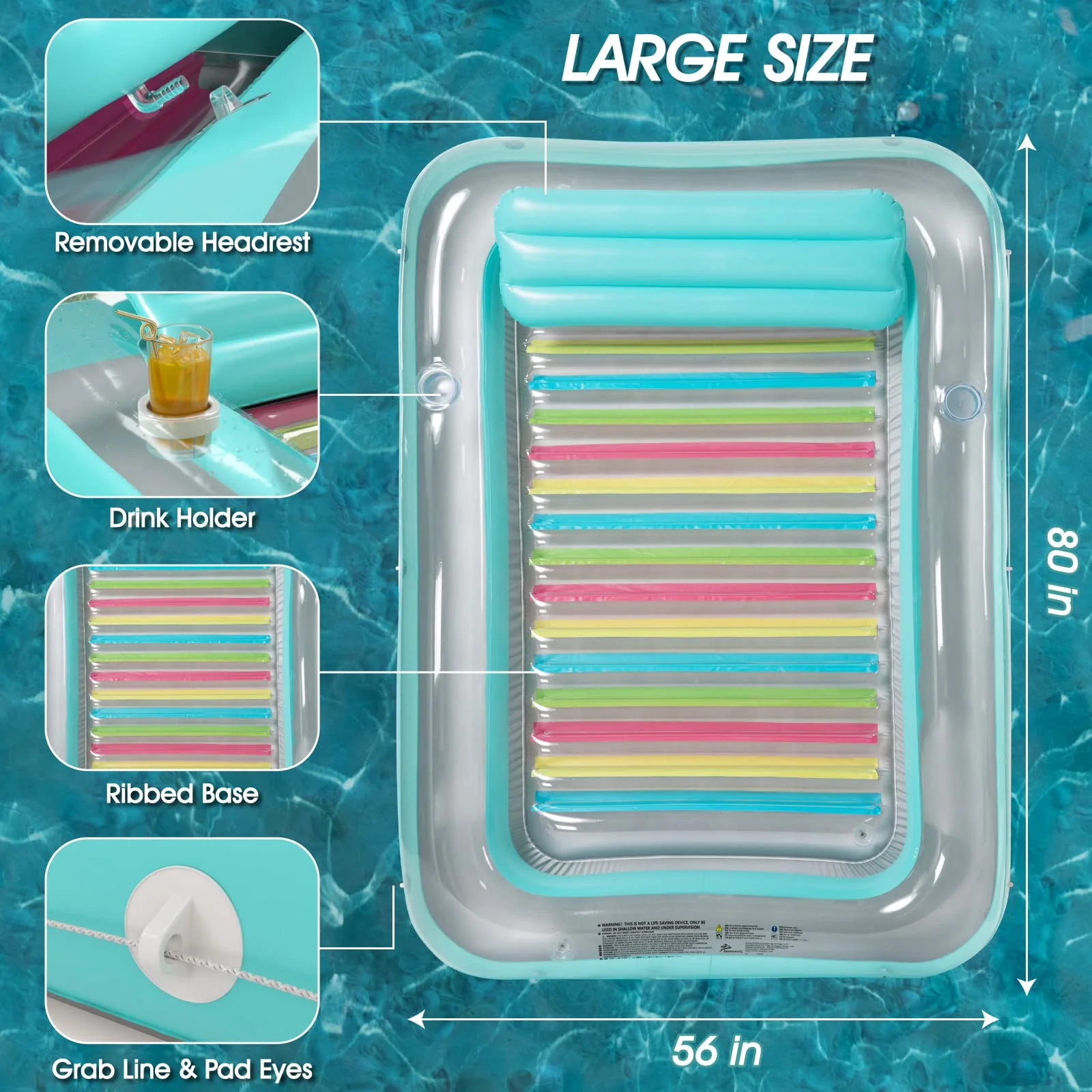 Inflatable Tanning Pool Lounger Float - Jasonwell 4 in 1 Sun Tan Tub Sunbathing Pool Lounge Raft Floatie Toys Water Filled Tanning Bed Mat Pad for Adult Blow Up Kiddie Pool Kids Ball Pit Pool (XL) - Image 4