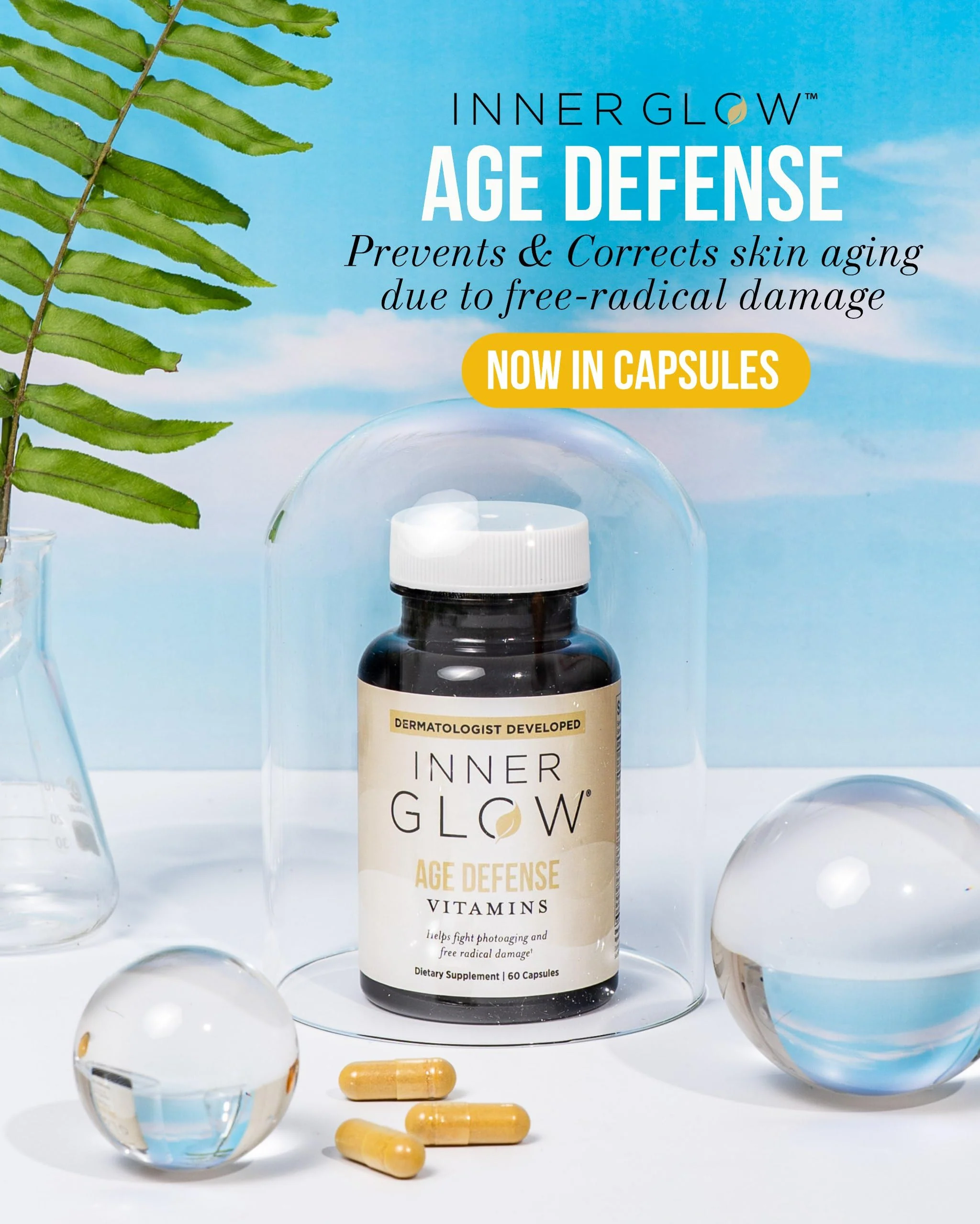 Inner Glow Age Defense Vitamins - Dermatologist and Plastic Surgeon Developed to Fight photoaging and Melasma, Polypodium Leucotomos Antioxidant Formula – Vegan, Gluten-Free – 60 Capsules - Image 10