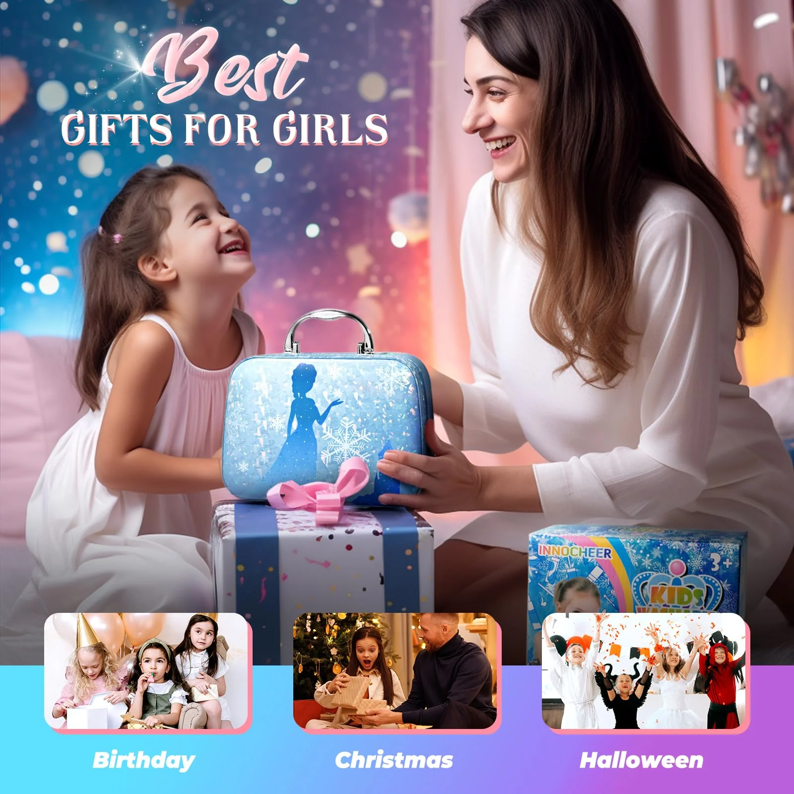 INNOCHEER Kids Makeup Kit for Girl Toys, Frozen Makeup Set for Girls, Real Washable Makeup Kit for Girls, Birthday Christmas Princess Gifts for Girls Kids Toddlers Age 3 4 5 6 7 8 9 10 11 12 Year Old - Image 2