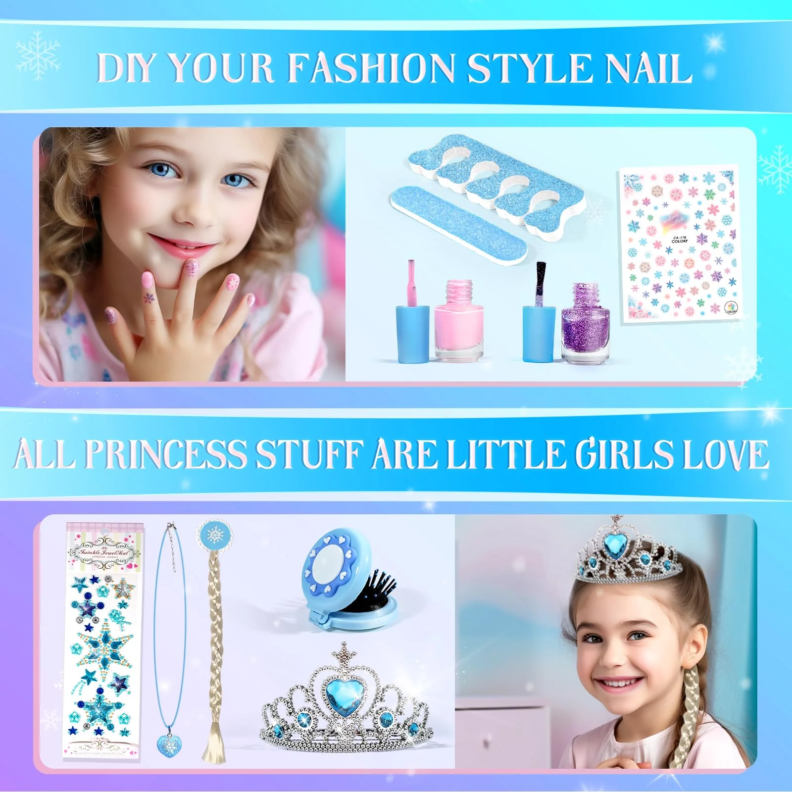 INNOCHEER Kids Makeup Kit for Girl Toys, Frozen Makeup Set for Girls, Real Washable Makeup Kit for Girls, Birthday Christmas Princess Gifts for Girls Kids Toddlers Age 3 4 5 6 7 8 9 10 11 12 Year Old - Image 4