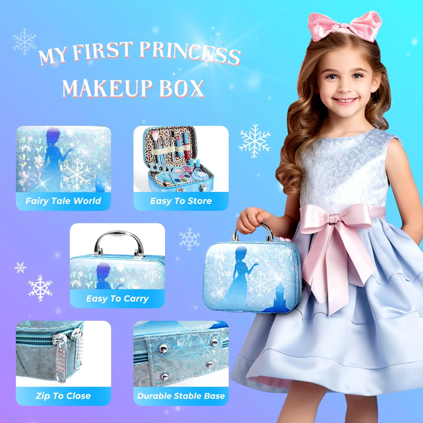 INNOCHEER Kids Makeup Kit for Girl Toys, Frozen Makeup Set for Girls, Real Washable Makeup Kit for Girls, Birthday Christmas Princess Gifts for Girls Kids Toddlers Age 3 4 5 6 7 8 9 10 11 12 Year Old - Image 6