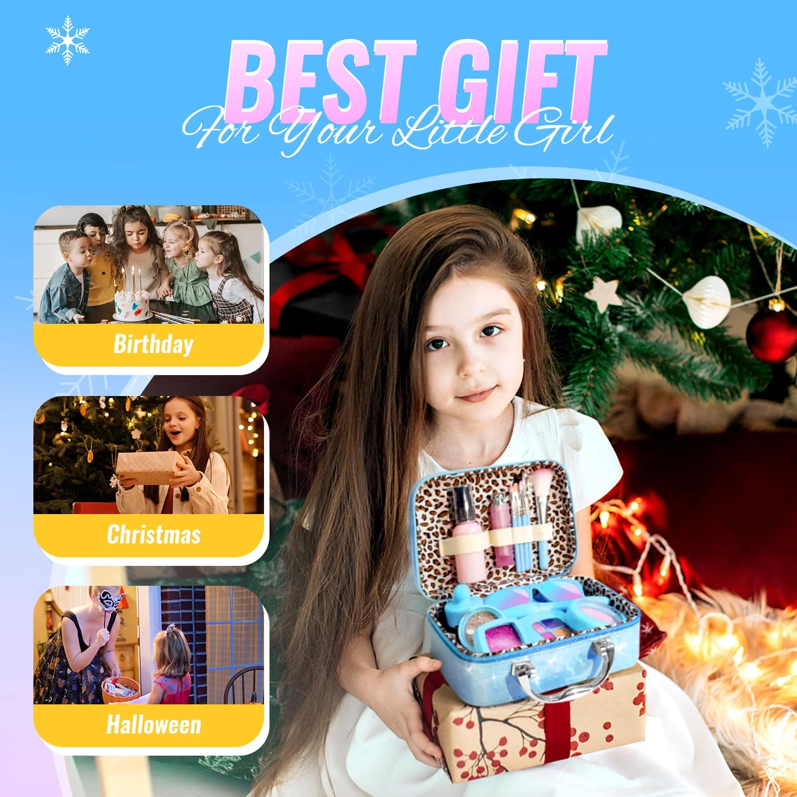 INNOCHEER Pretend Makeup for Toddlers, Fake Play Makeup for Little Girls, Frozen Toy Makeup Set for Girls, Birthday Christmas Princess Gifts Toddler Girl Toys Age 3 4 5 6 7 8 (Not Real Makeup) - Image 2