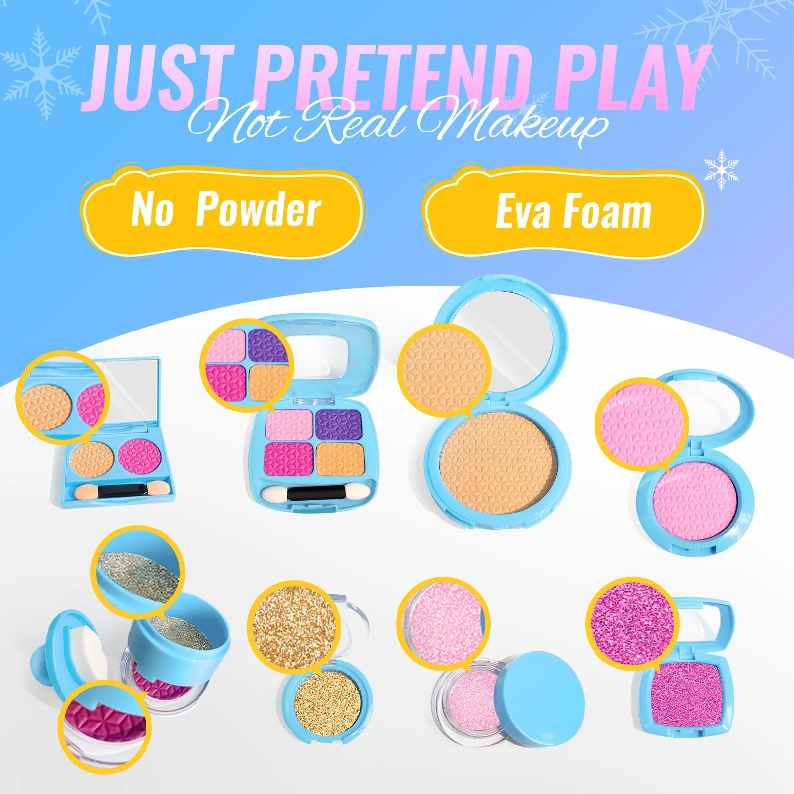 INNOCHEER Pretend Makeup for Toddlers, Fake Play Makeup for Little Girls, Frozen Toy Makeup Set for Girls, Birthday Christmas Princess Gifts Toddler Girl Toys Age 3 4 5 6 7 8 (Not Real Makeup) - Image 8