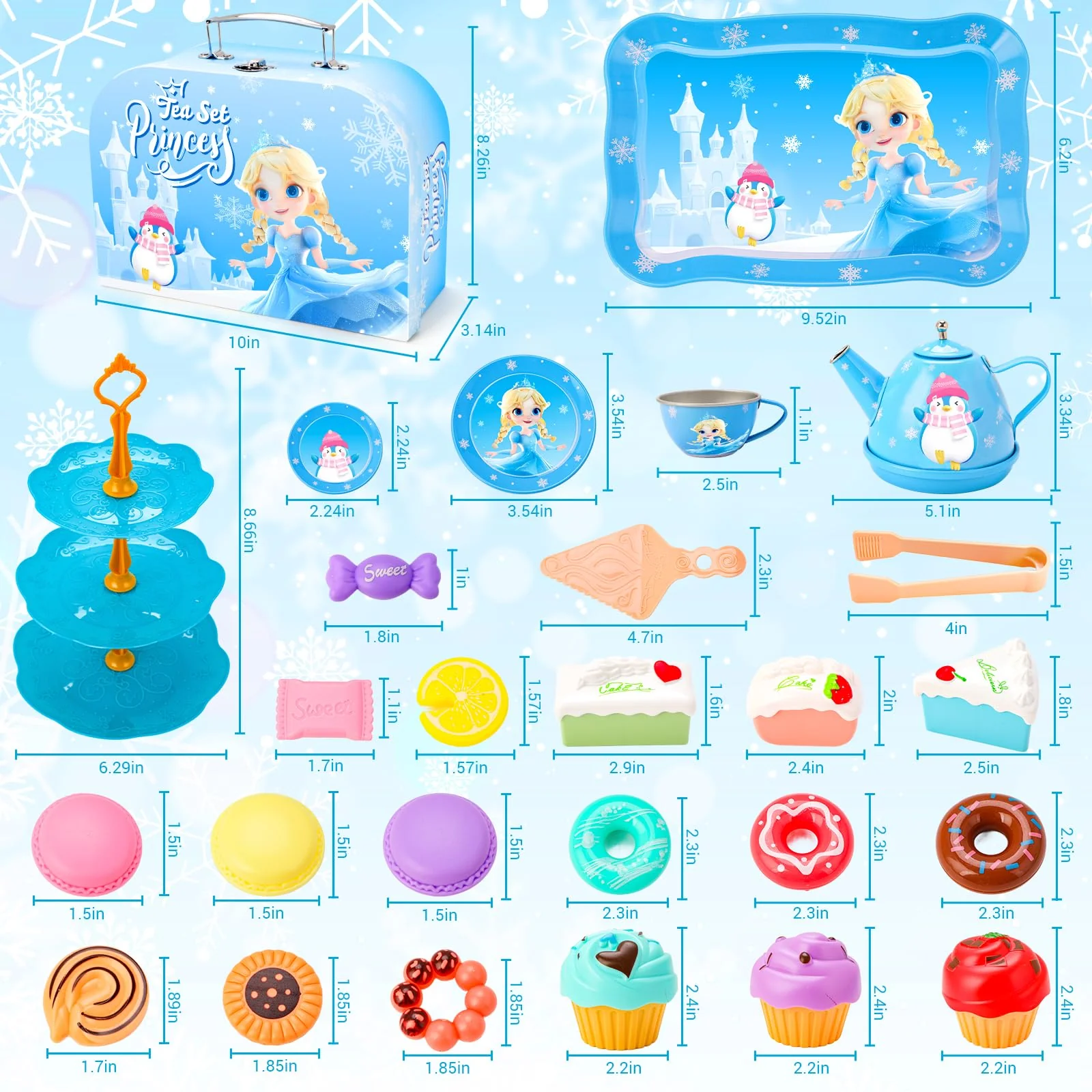 INNOCHEER Tea Party Set for Little Girls Toys, Toys for Kids, Tea Sets for Toddlers 3-5, Pretend Play Kitchen Toy, Birthday Christmas Princess Gifts Toys for 3 4 5 6 7 + Year Old Girls - Image 6