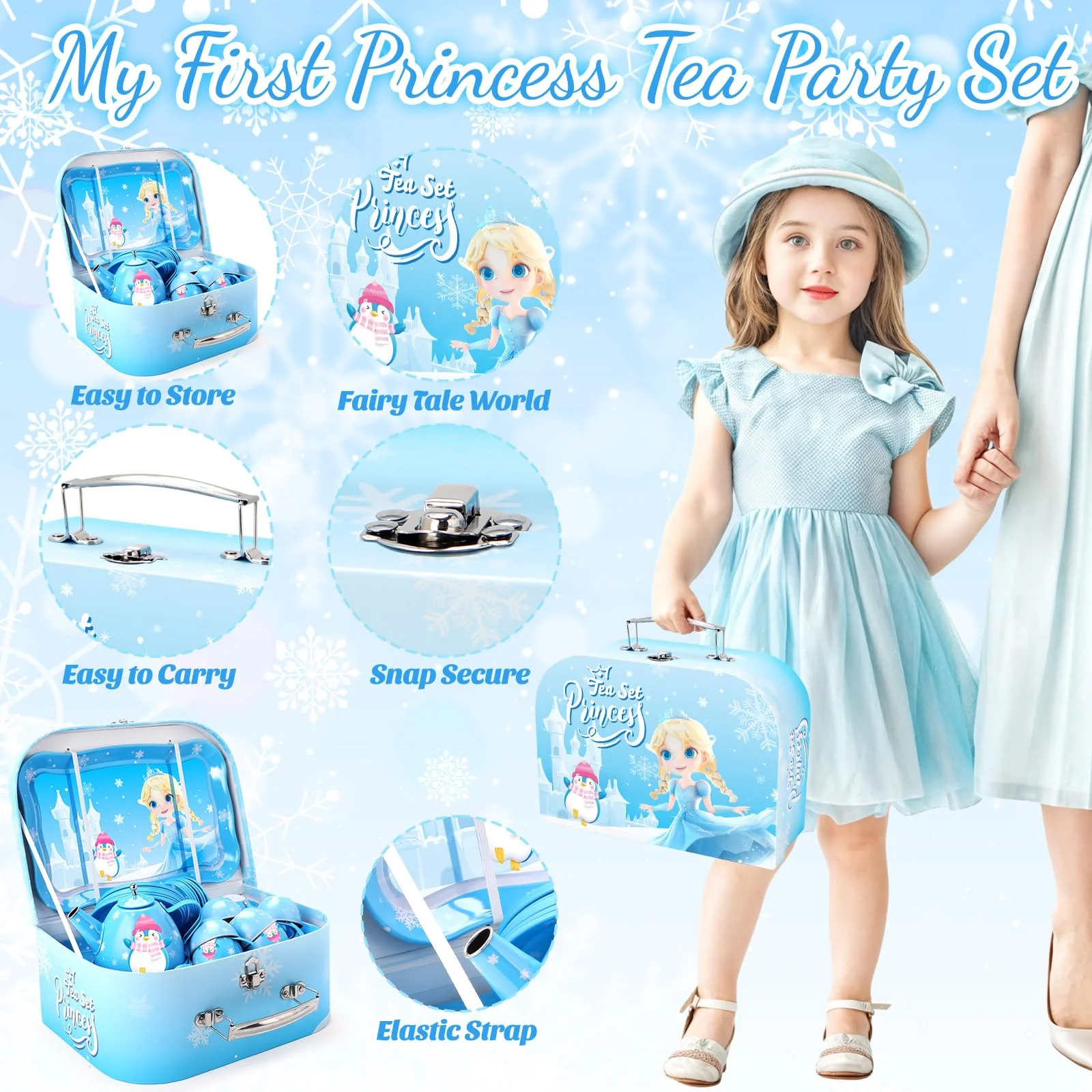 INNOCHEER Tea Party Set for Little Girls Toys, Toys for Kids, Tea Sets for Toddlers 3-5, Pretend Play Kitchen Toy, Birthday Christmas Princess Gifts Toys for 3 4 5 6 7 + Year Old Girls - Image 7