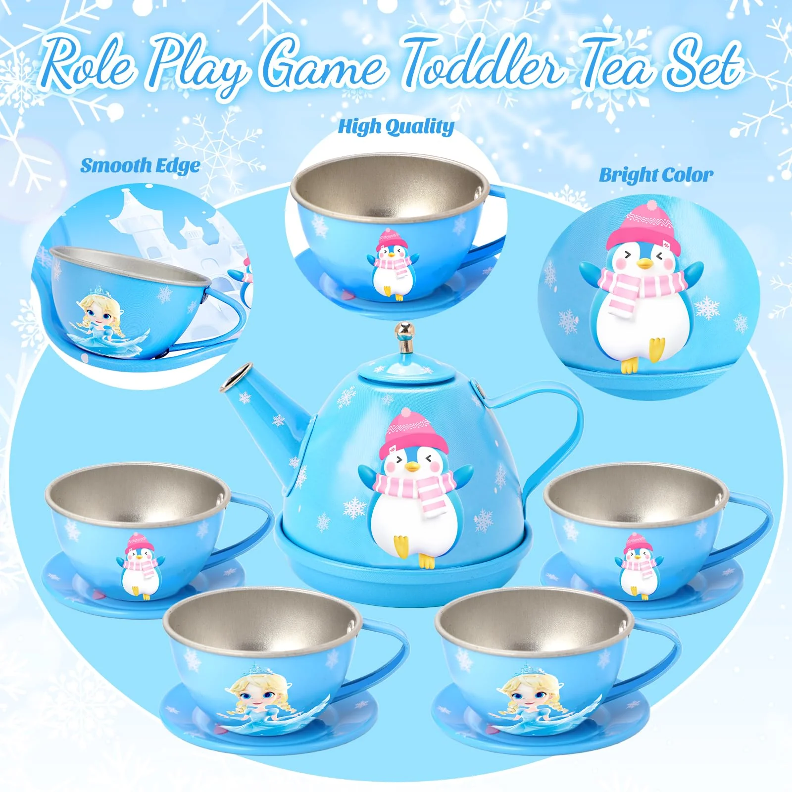 INNOCHEER Tea Party Set for Little Girls Toys, Toys for Kids, Tea Sets for Toddlers 3-5, Pretend Play Kitchen Toy, Birthday Christmas Princess Gifts Toys for 3 4 5 6 7 + Year Old Girls - Image 8