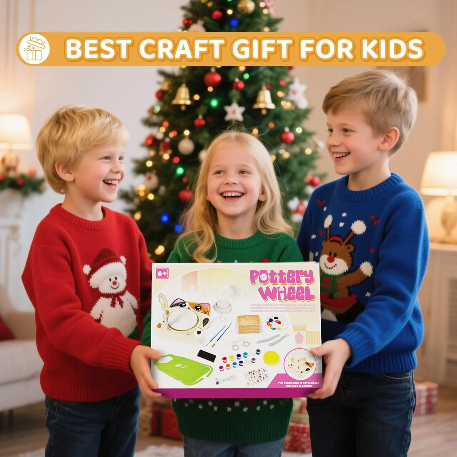 Insnug Pottery Wheel for Kids - Pottery Arts and Crafts for Kids Ages 8-12 with 3 Pack Painting Kit Air Dry Clay Art Supplies Toys for Girls Boy Christmas Birthday Gift for 6+ - Image 2