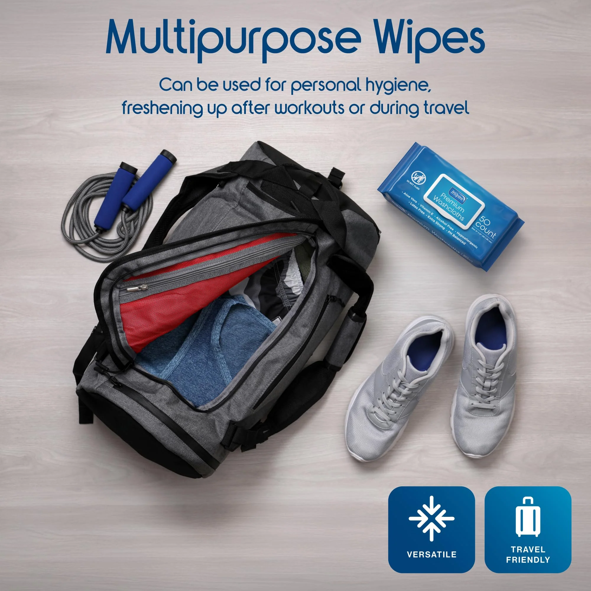 Inspire Adult Wet Wipes, Wash Cloths | Adult Wipes for Incontinence & Cleansing for Elderly, 8"x12" Count 12 packs of 50 - Image 3
