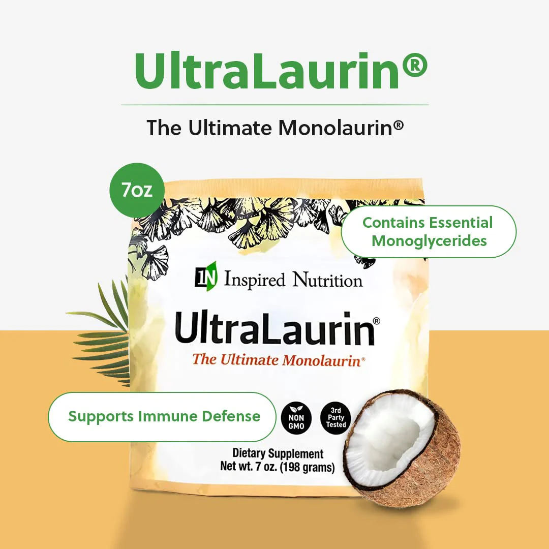 Inspired Nutrition UltraLaurin ® Monolaurin Supplement for Immune Support and Gut Health - Monolaurin Pellets - 7oz - 66 Servings, 3000 mg Each - Image 3