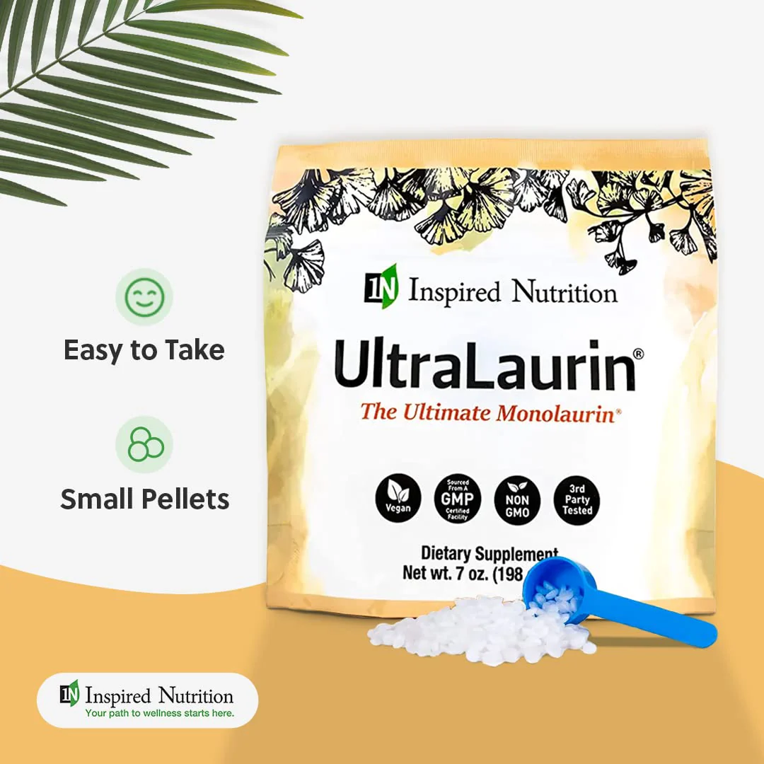 Inspired Nutrition UltraLaurin ® Monolaurin Supplement for Immune Support and Gut Health - Monolaurin Pellets - 7oz - 66 Servings, 3000 mg Each - Image 5