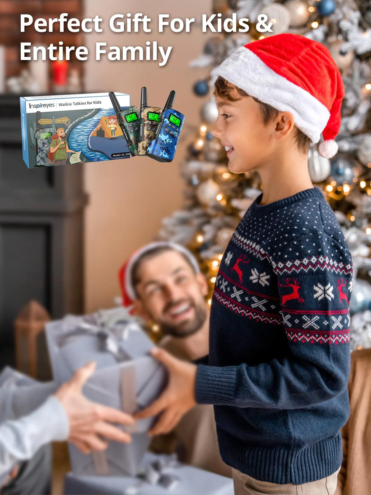 Inspireyes Walkie Talkies for Kids Rechargeable,Toys for Boys and Girls Ages 3-12, 4 Pack Long Range 2-Way Radios, Birthday Gifts,Christmas Stockings, Outdoor Play, Family Games, Hiking Camping Gear - Image 2