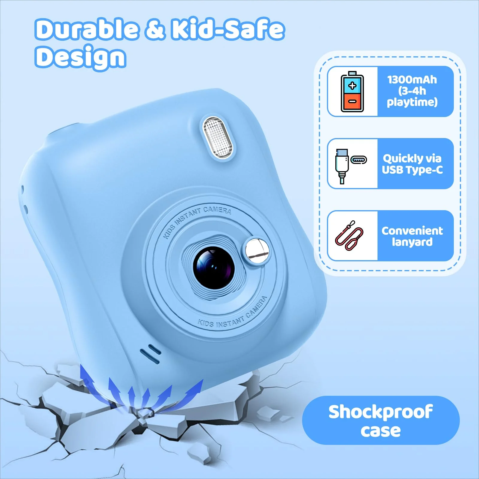 Instant Print Camera for Kids,Christmas Birthday Gifts for 3 4 5 6 7 8 9 10 11 12 Year Old Boys Girls,Toddler Digital Video Camcorder Cameras, Best 1080P HD Selfie Toy with 32GB SD Card - Image 5