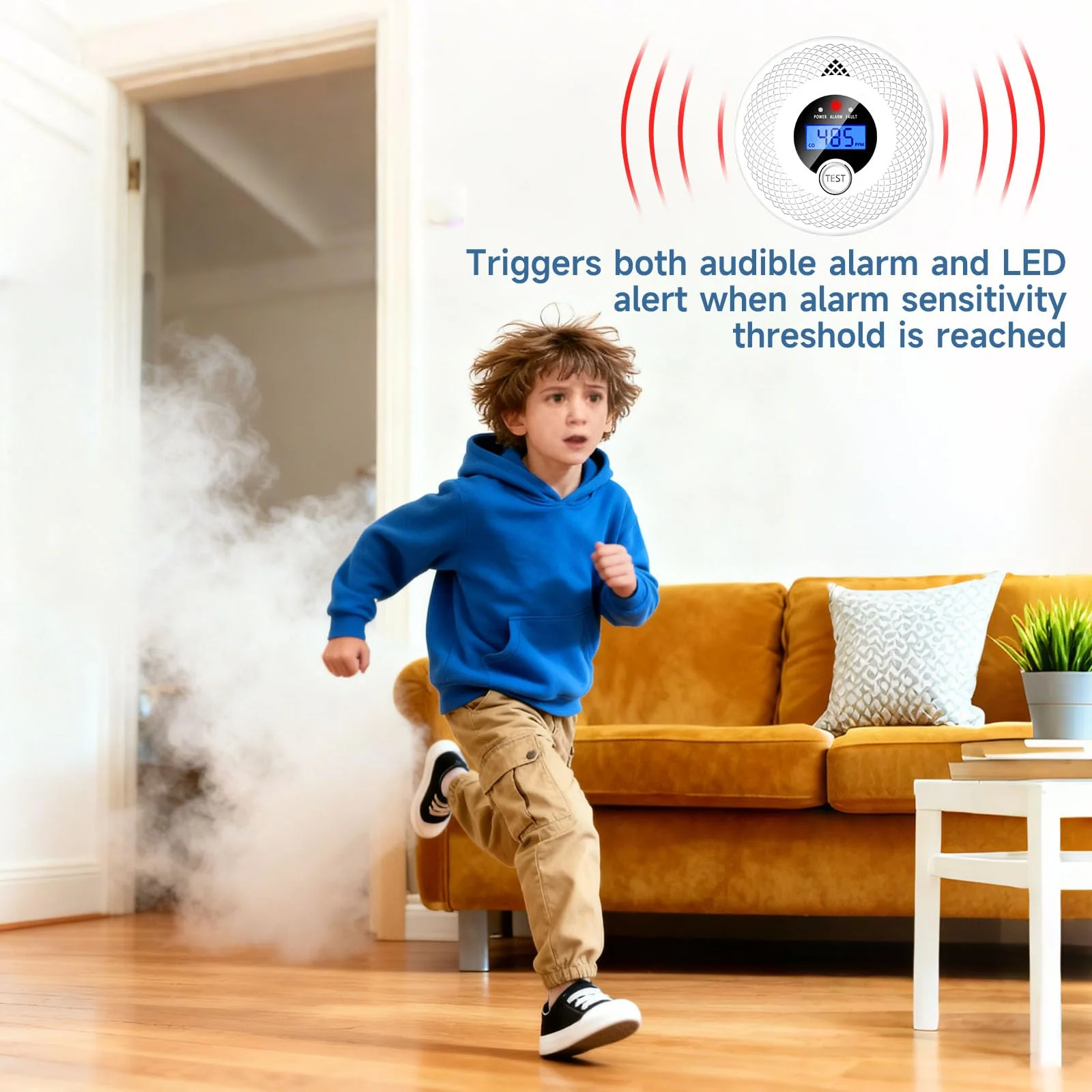 Interconnected 2-in-1 Smoke & Carbon Monoxide Detector with Digital LCD Display, 85dB Loud Alarm, RF Linking for Whole Home Safety, Easy Install for Bedroom, Hallway, RV - Image 6