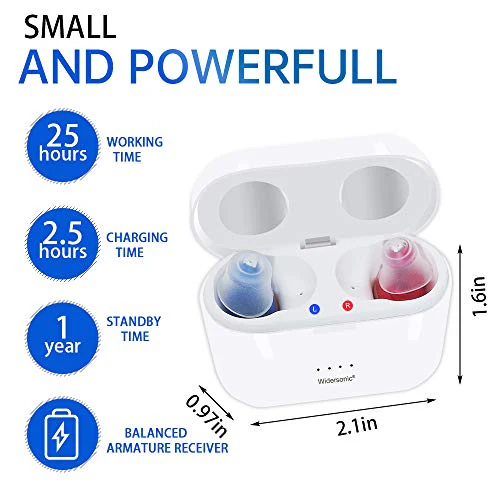 Invisible Hearing Aids for Seniors And Adults，Hearing Amplifier，Rechargeable Hearing Aids with Noise Cancelling,Rechargeable Invisible Hearing Amplifier to Aid Hearing,Sound Amplifier,Mini Invisible ITC Digital Hearing Devices , Blue & Red (1 Pair) - Image 2