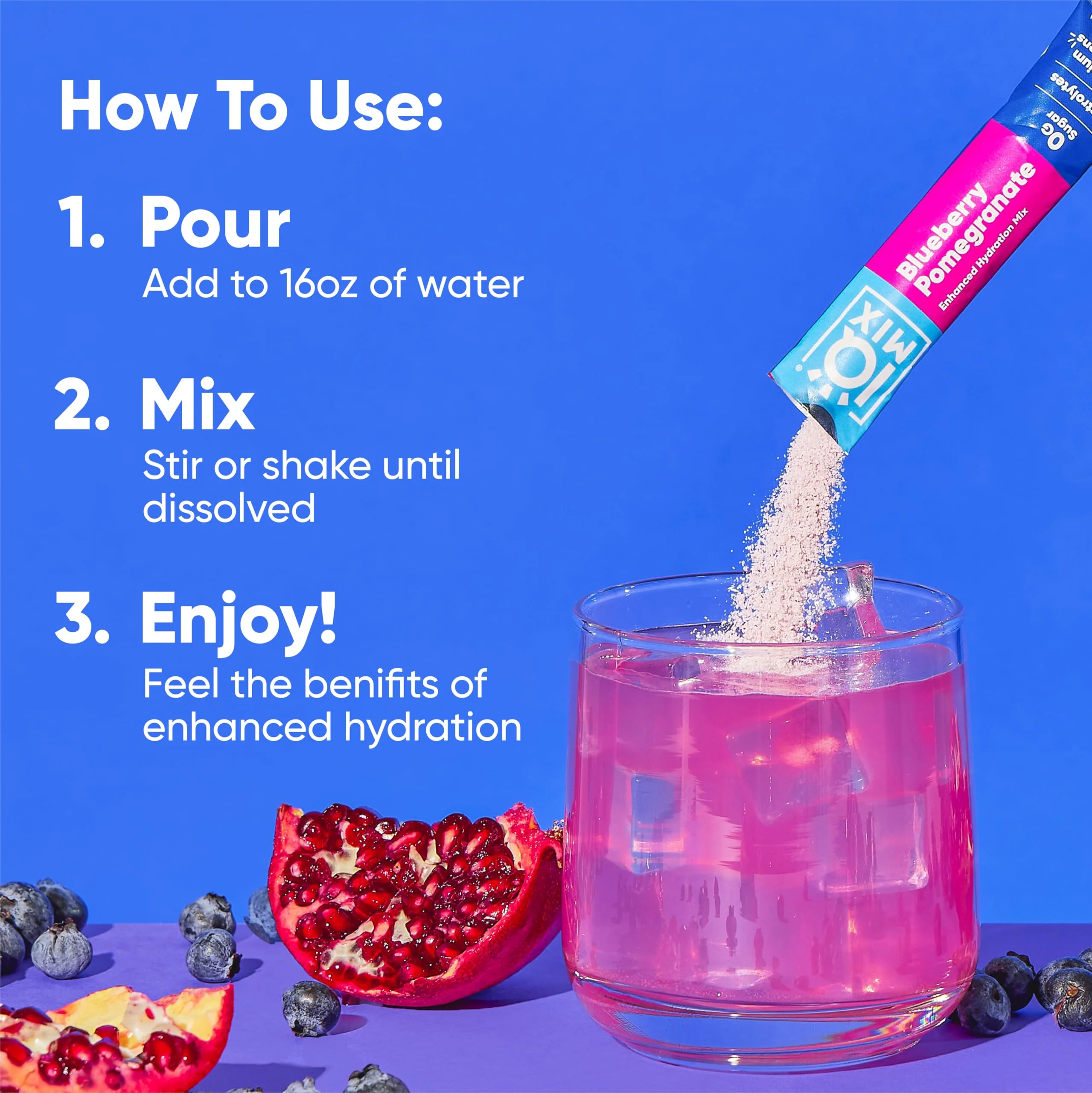IQMIX Hydration Electrolyte Powder – 4-in-1 Formula for Hydration, Mental Clarity, Mood and Recovery – Sugar-Free Drink Mix, Keto, Magnesium L-Threonate, Lion’s Mane – 20 Count Blueberry Pomegranate - Image 2