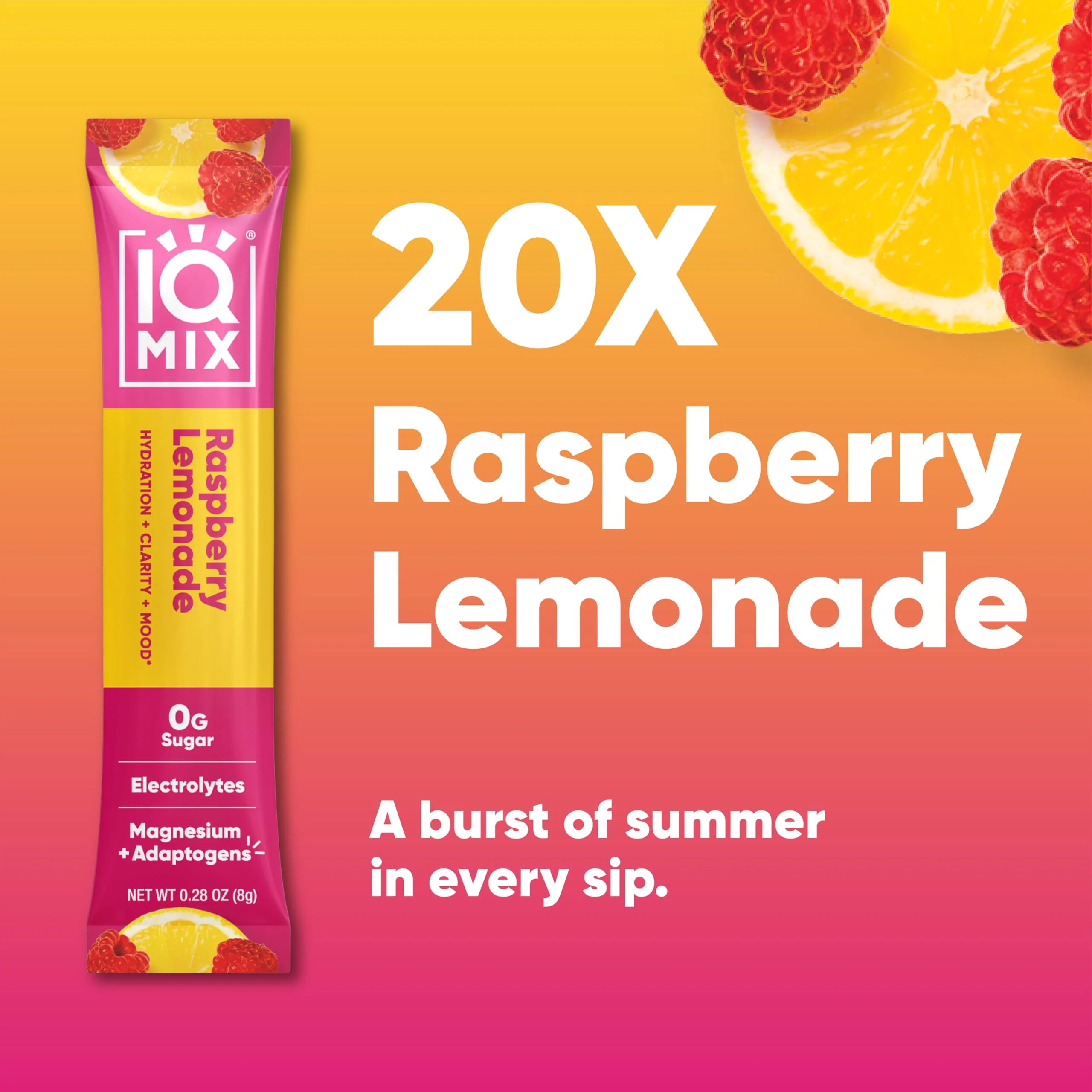 IQMIX Hydration Electrolyte Powder – 4-in-1 Formula for Hydration, Mental Clarity, Mood and Recovery – Sugar-Free Drink Mix, Keto, Magnesium L-Threonate, Lion’s Mane – 20 Count New Raspberry Lemonade - Image 8