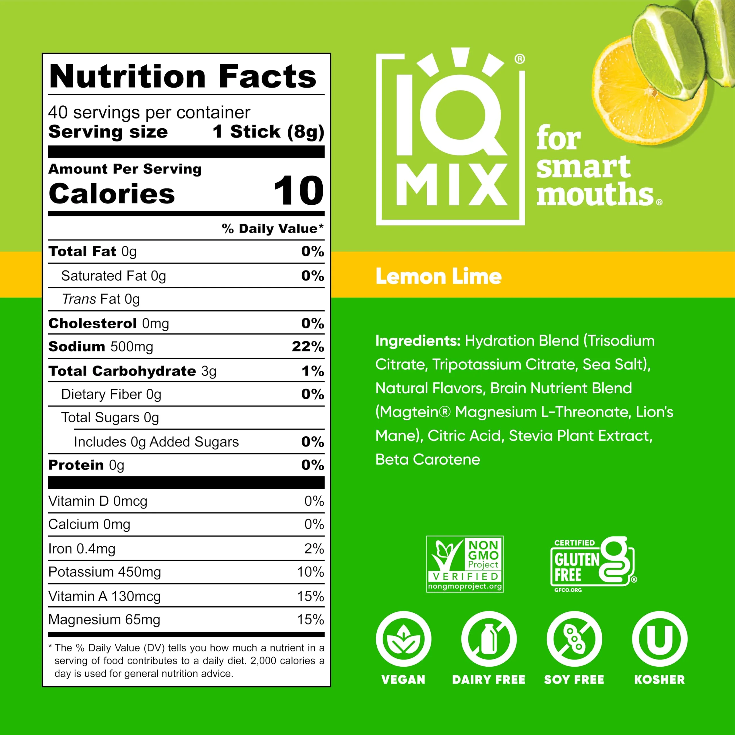 IQMIX Hydration Electrolyte Powder – 4-in-1 Formula for Hydration, Mental Clarity, Mood and Recovery – Sugar-Free Drink Mix, Keto, Magnesium L-Threonate, Lion’s Mane – 40 Count Lemon Lime - Image 7