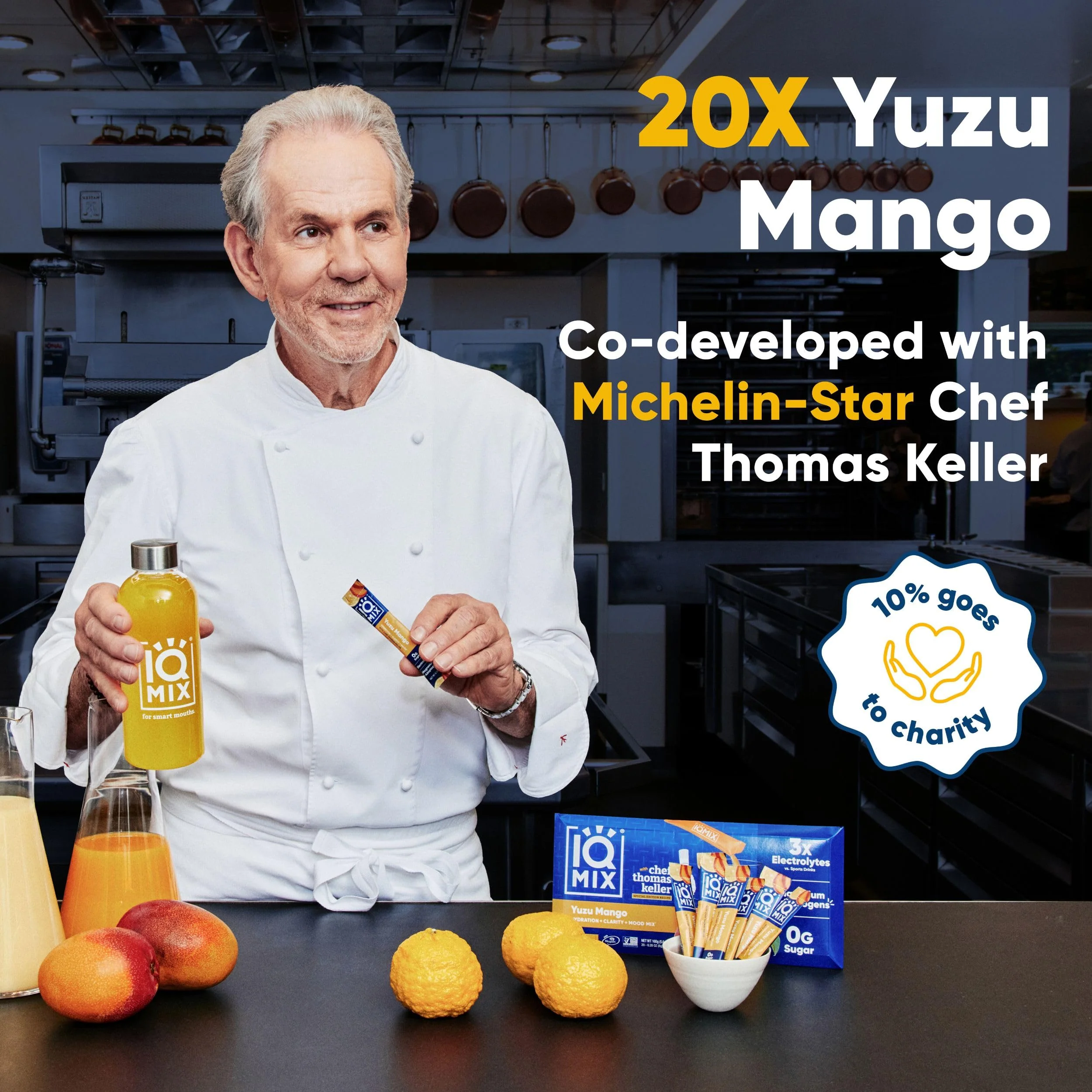 IQMIX x Chef Thomas Keller - Hydration Electrolyte Powder – 4-in-1 Formula for Hydration, Mental Clarity, Mood and Recovery – Sugar-Free, Keto, Magnesium L-Threonate, Lion’s Mane – 20 Count Yuzu Mango - Image 9