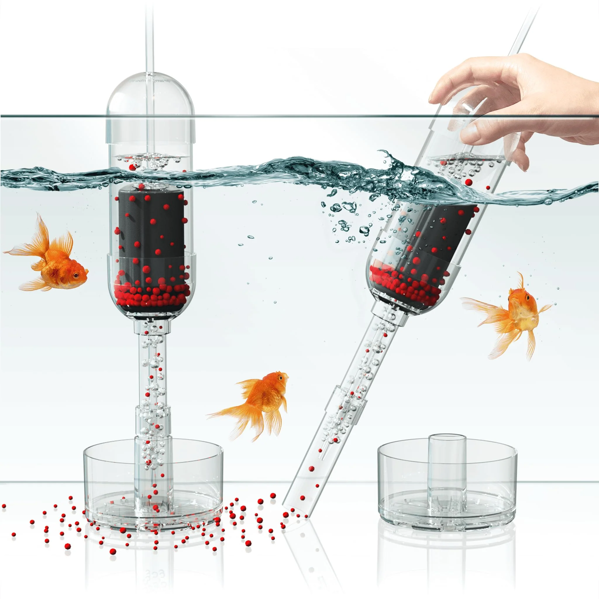 IRUZIO 2‑in‑1 Aquarium Gravel Cleaner Vacuum, Small — Air‑Pump‑Driven, Near‑Zero Water Loss, Quiet 45‑50 dB, Fits 7‑10.6 in Water Depth (Measured from Substrate)