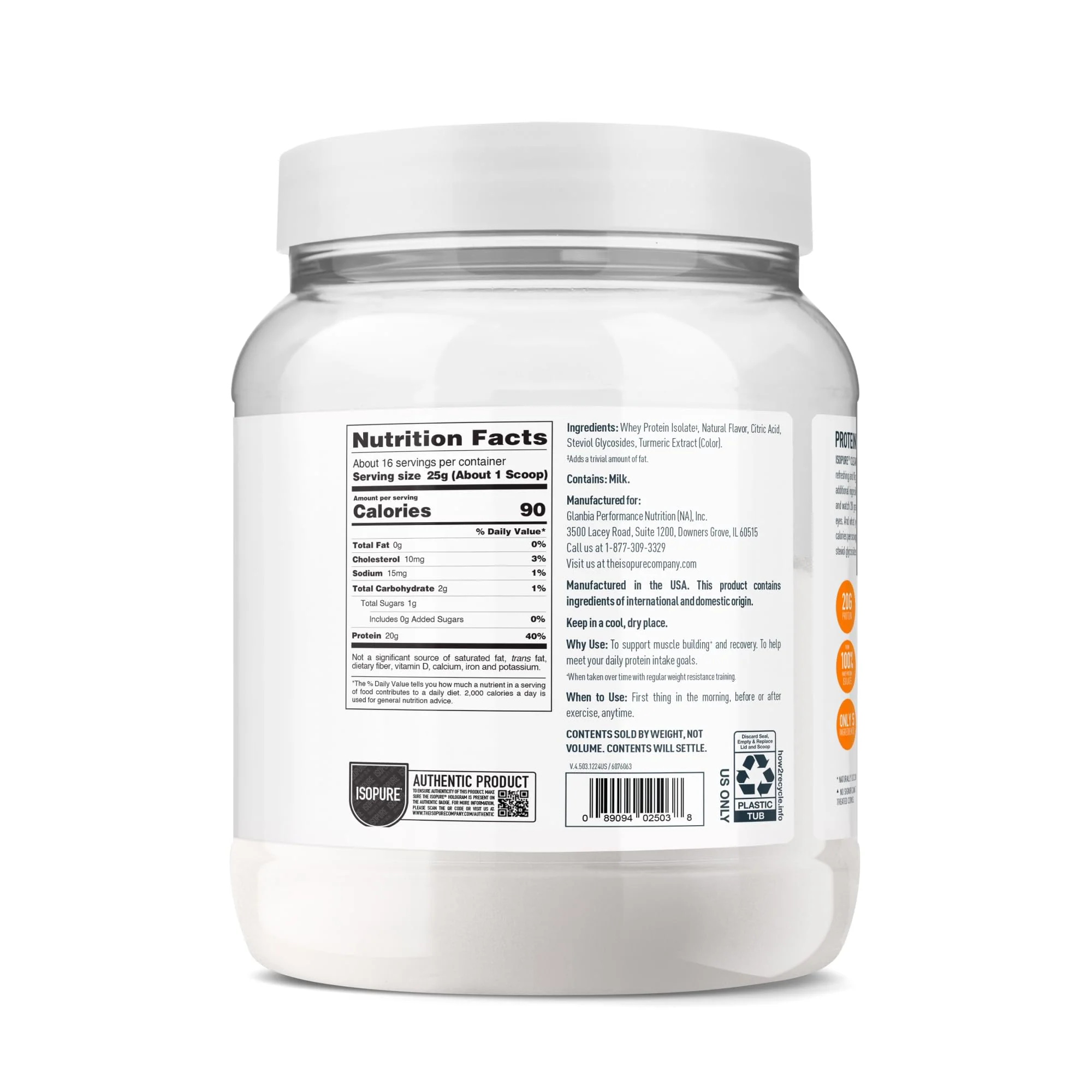 Isopure Infusions, Refreshingly Light Fruit Flavored Whey Protein Isolate Powder, "Shake Vigorously & Infuses in a Minute", Pineapple Orange Banana, 16 Servings - Image 3